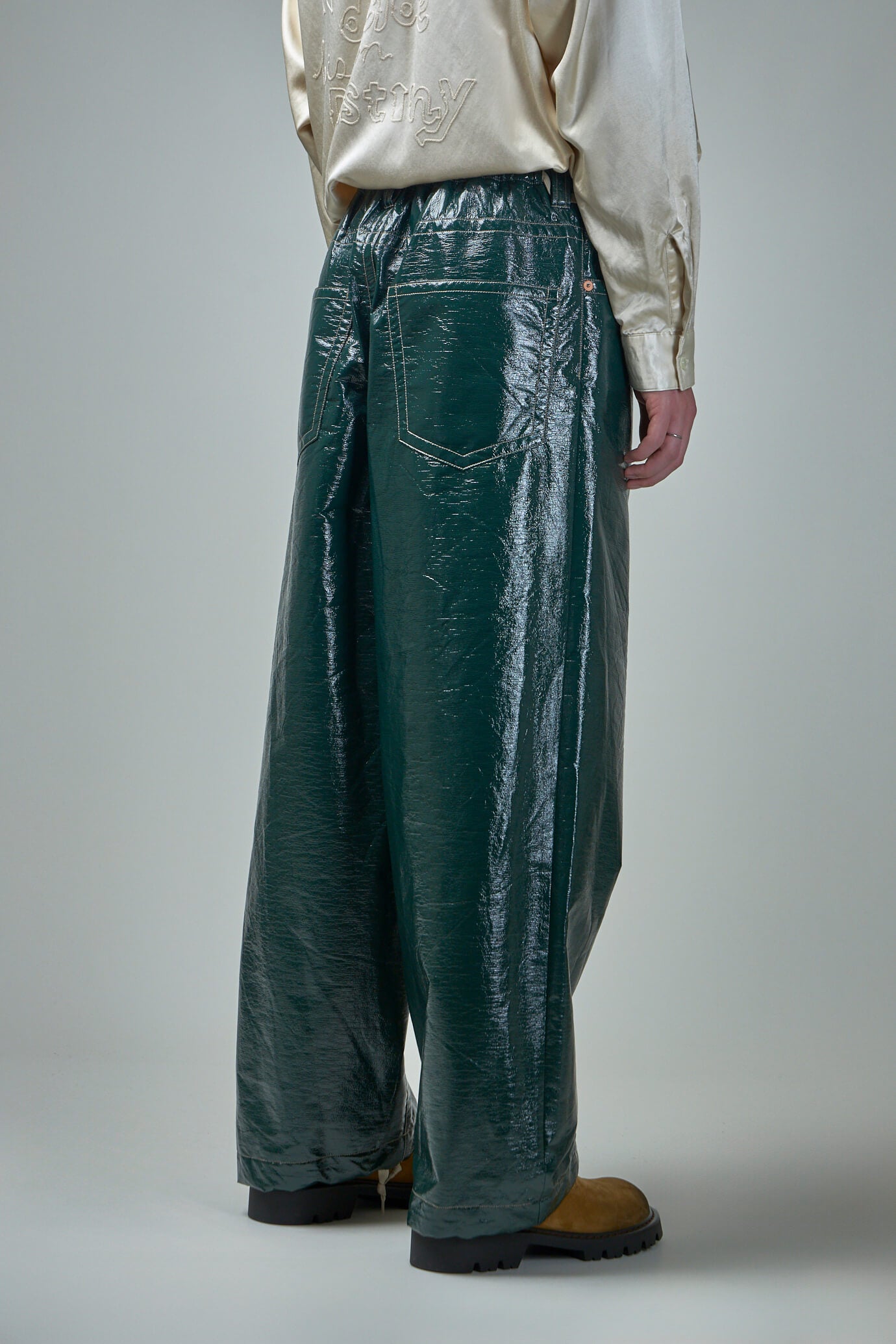 Fake Enamel Wide Trousers