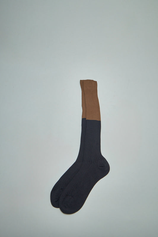 Bi-Coloured Ribbed Knee-High Socks