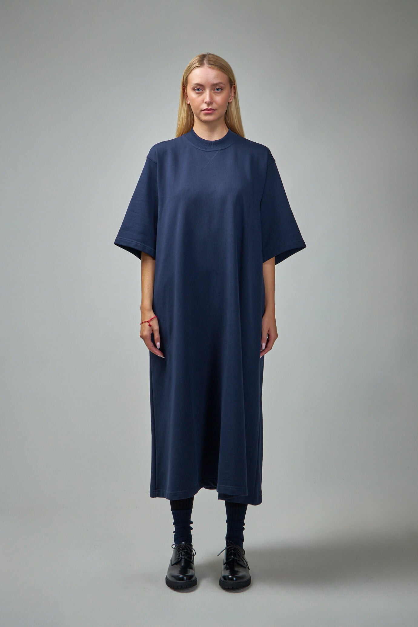 Long Dress In Cotton Fleece W top Stitch