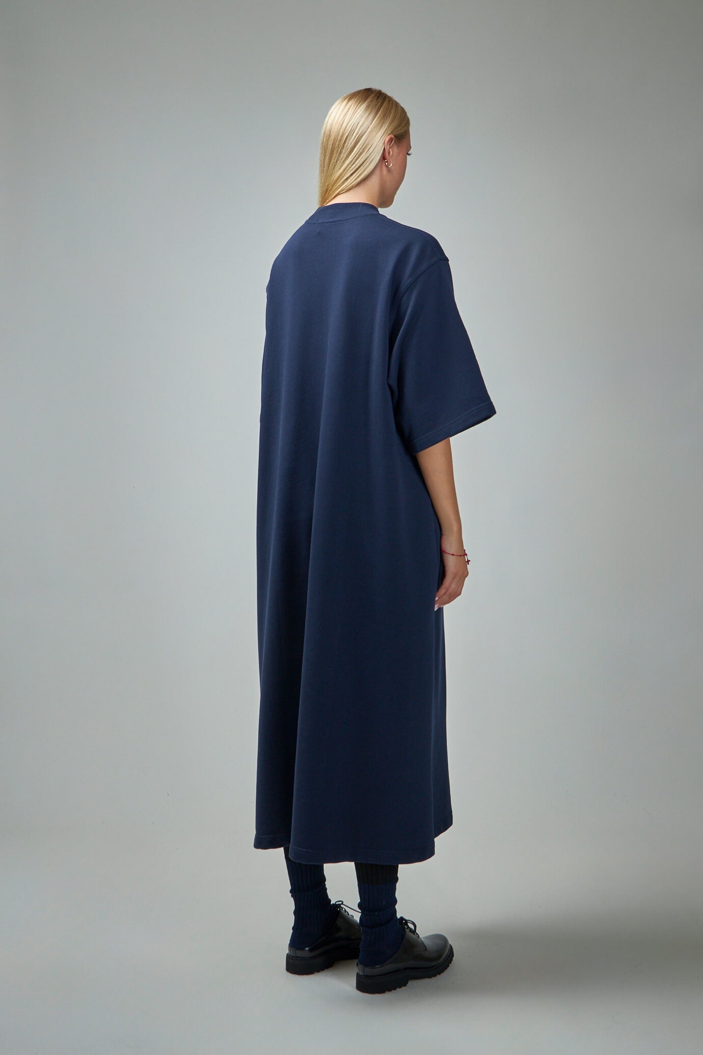 Long Dress In Cotton Fleece W top Stitch