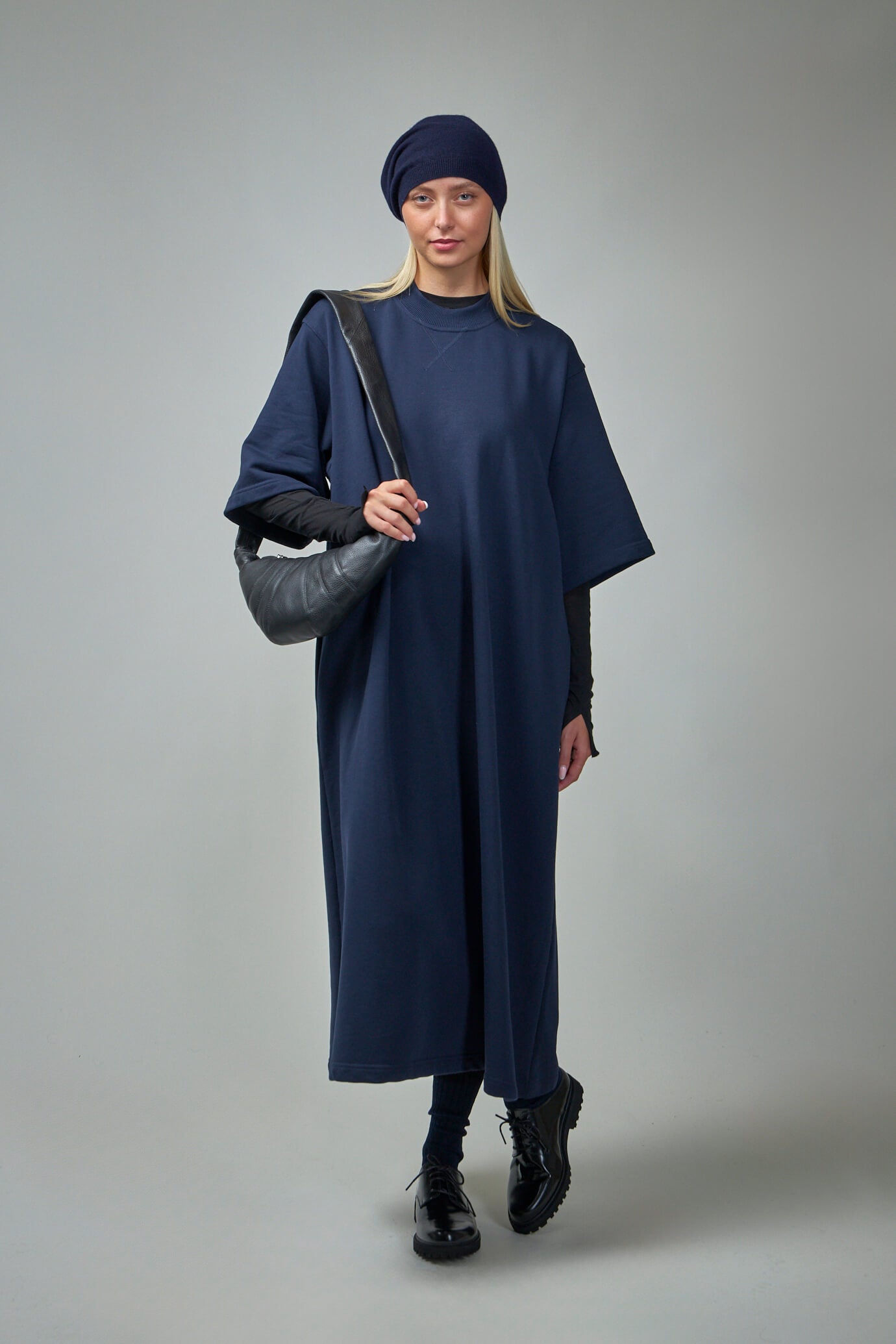 Long Dress In Cotton Fleece W top Stitch