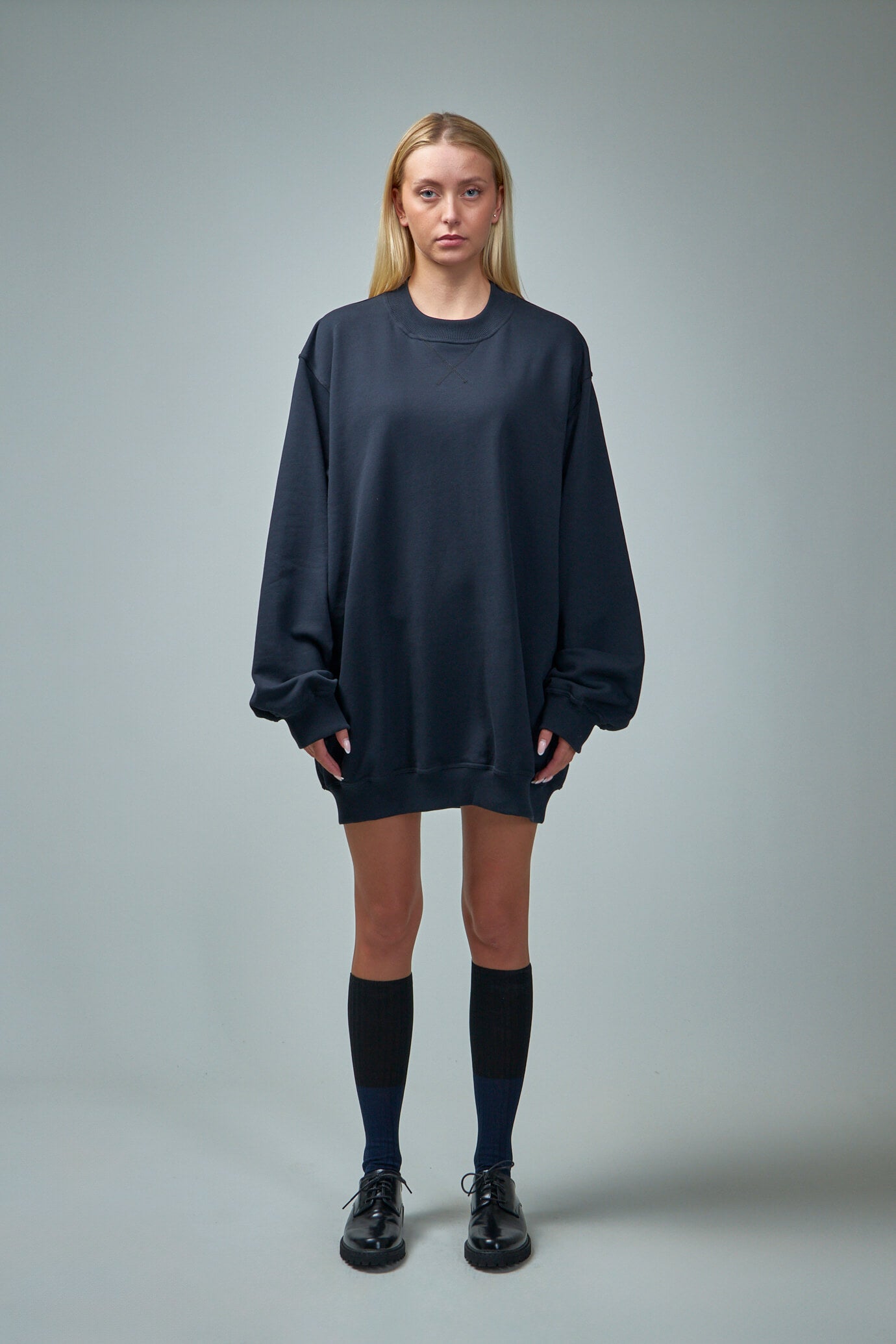 Oversized C-Neck Sweatshirt W Top Stitch