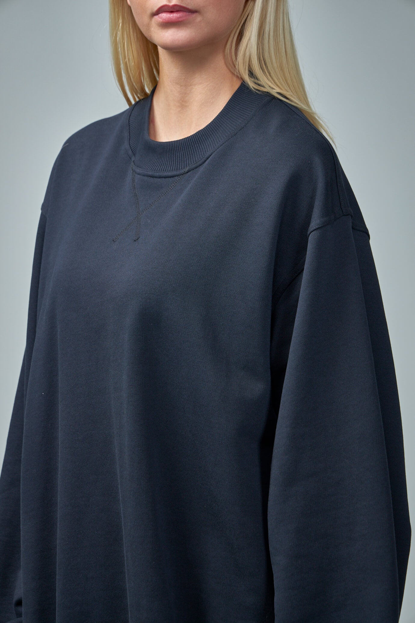 Oversized C-Neck Sweatshirt W Top Stitch