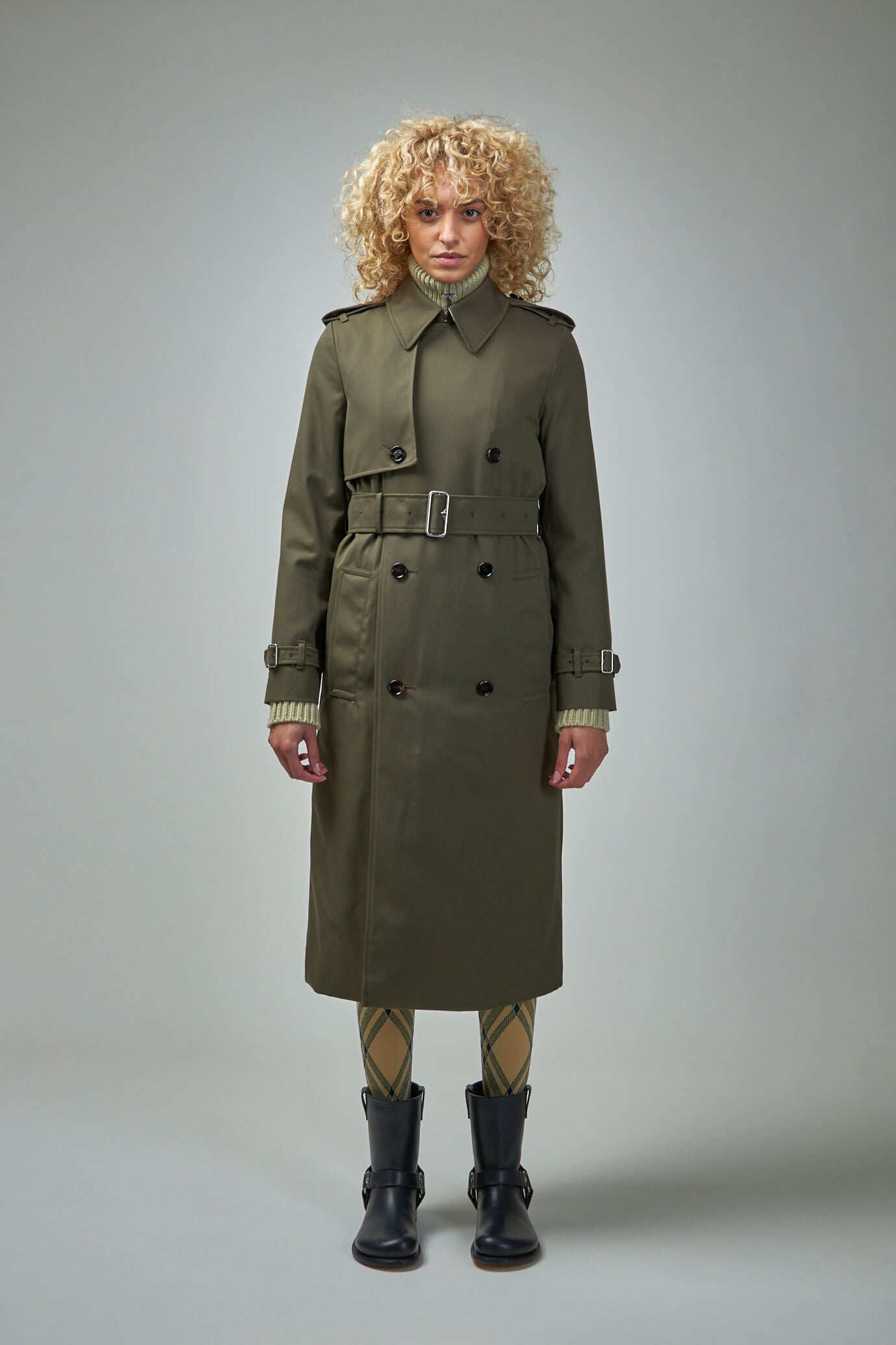 Long Cotton Blend Trench Coat