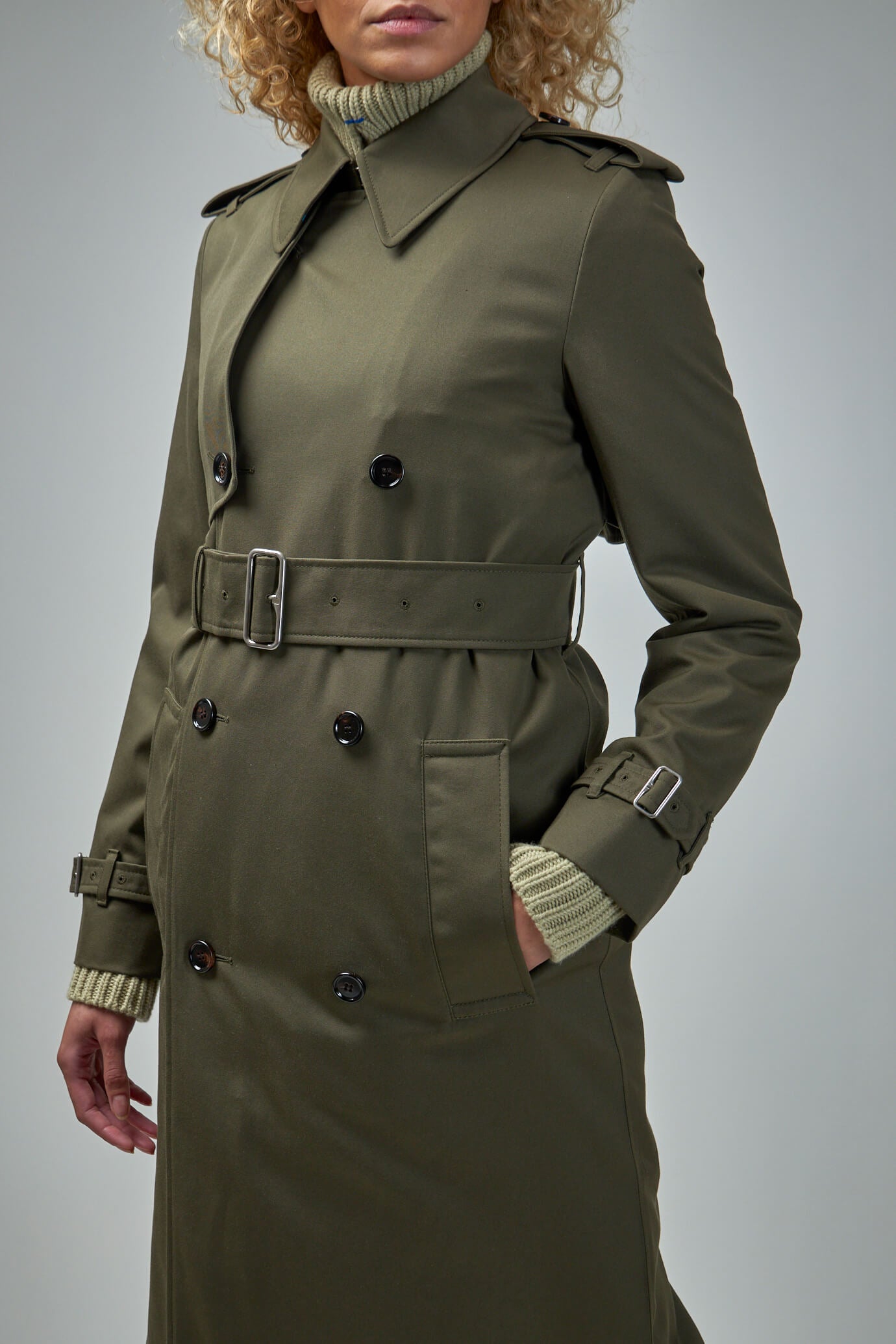 Long Cotton Blend Trench Coat