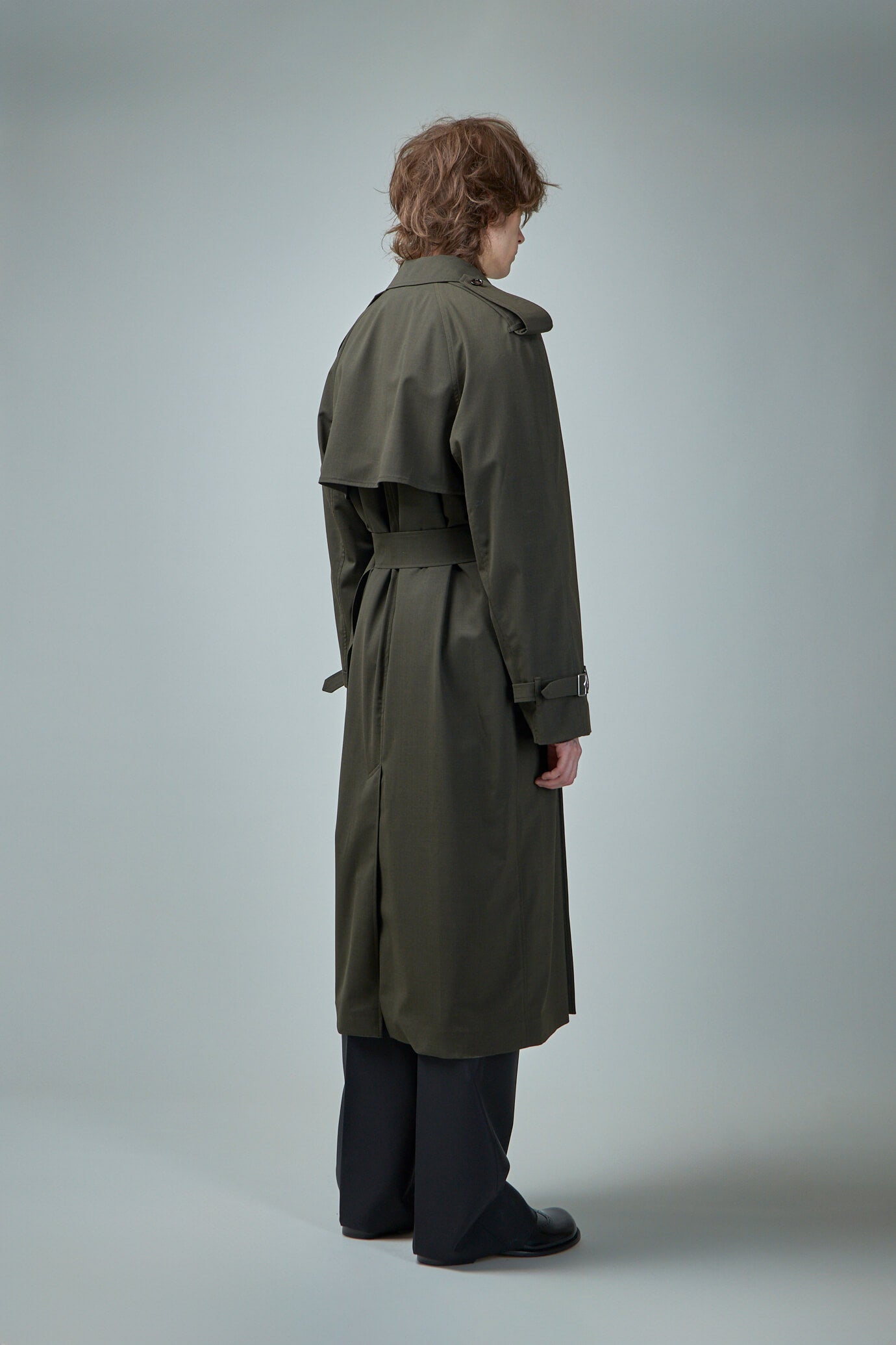 Long Stretch Wool Trench Coat