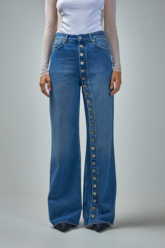 Buttoned Leg Jeans