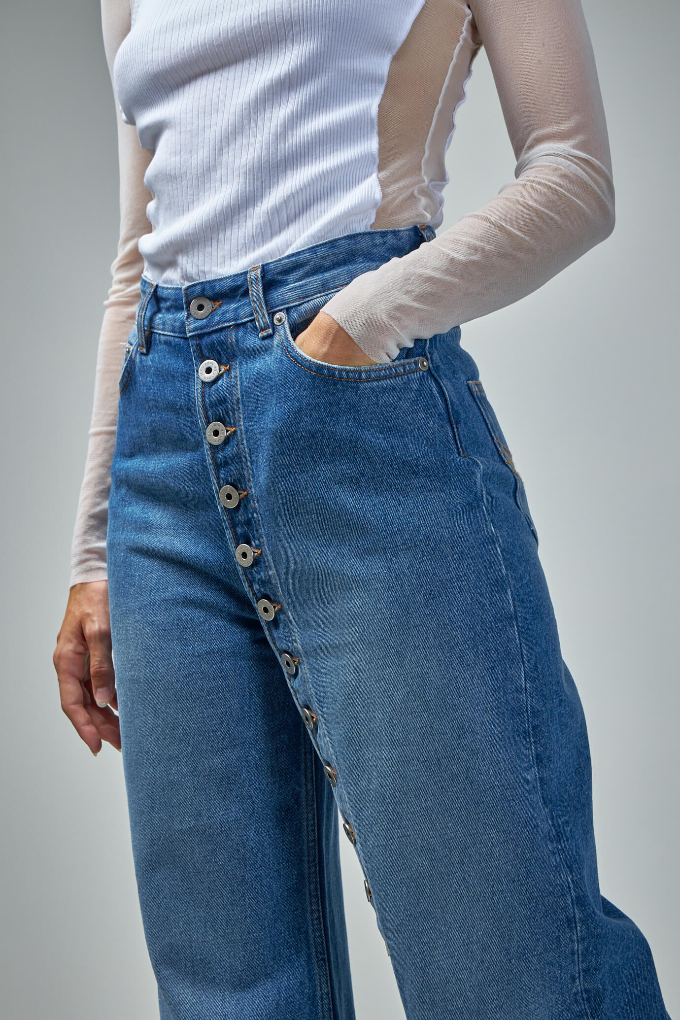 Buttoned Leg Jeans