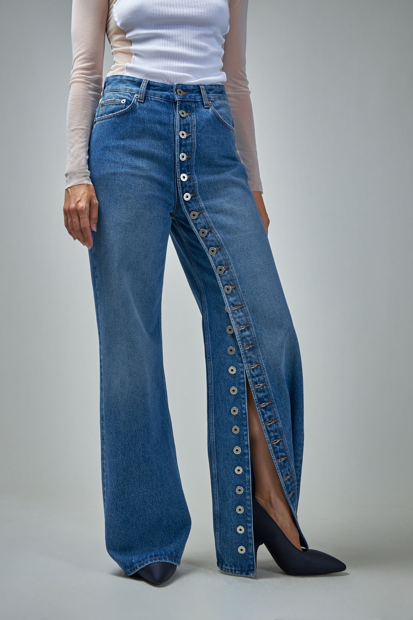 Buttoned Leg Jeans