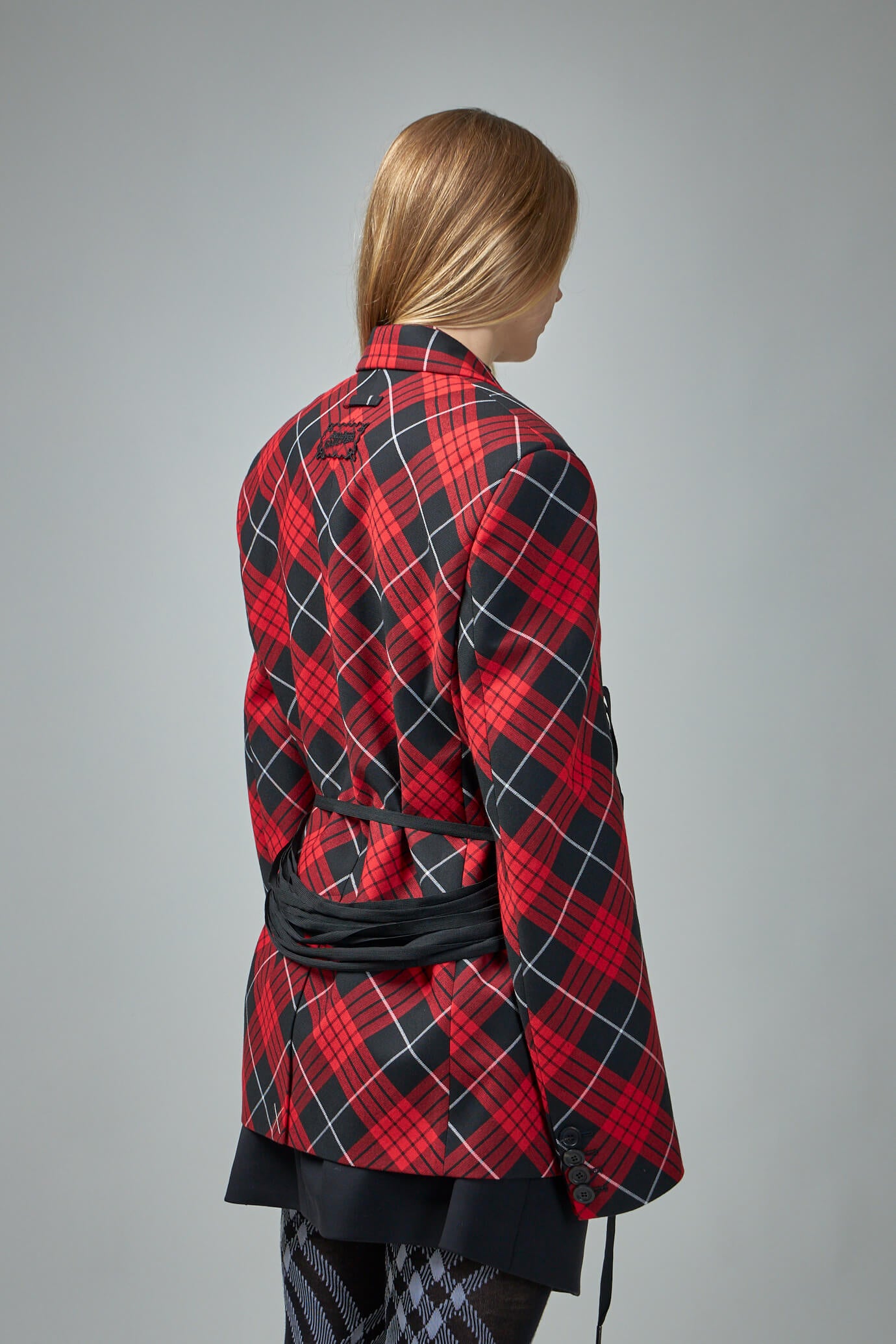 Tartan Tailored Jacket with Lacing Detail