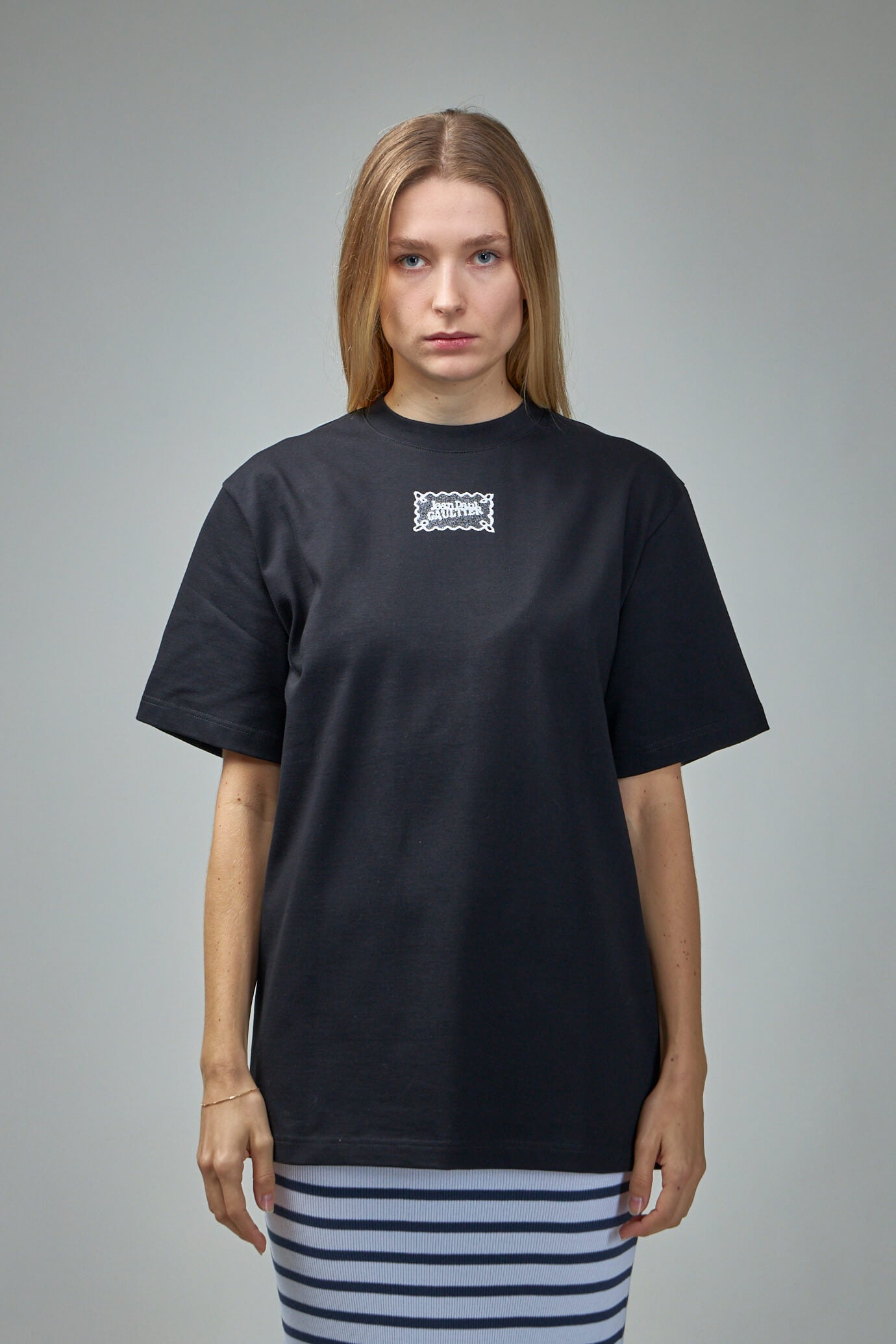 Cotton Oversized Crewneck Tee with  'Lace Label'