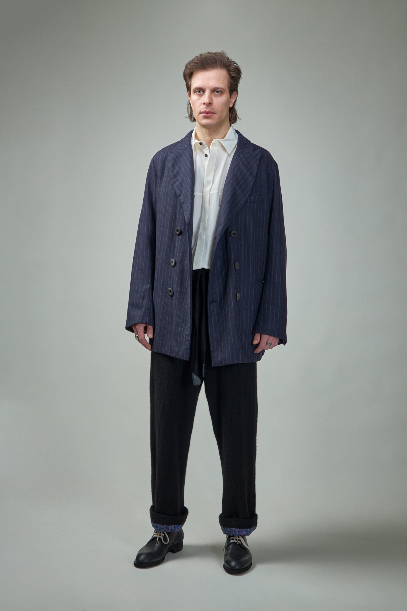 EV8J10  Handmade Elongated Double-Breasted, 6 Buttons, Double Vent Tailored Jacket