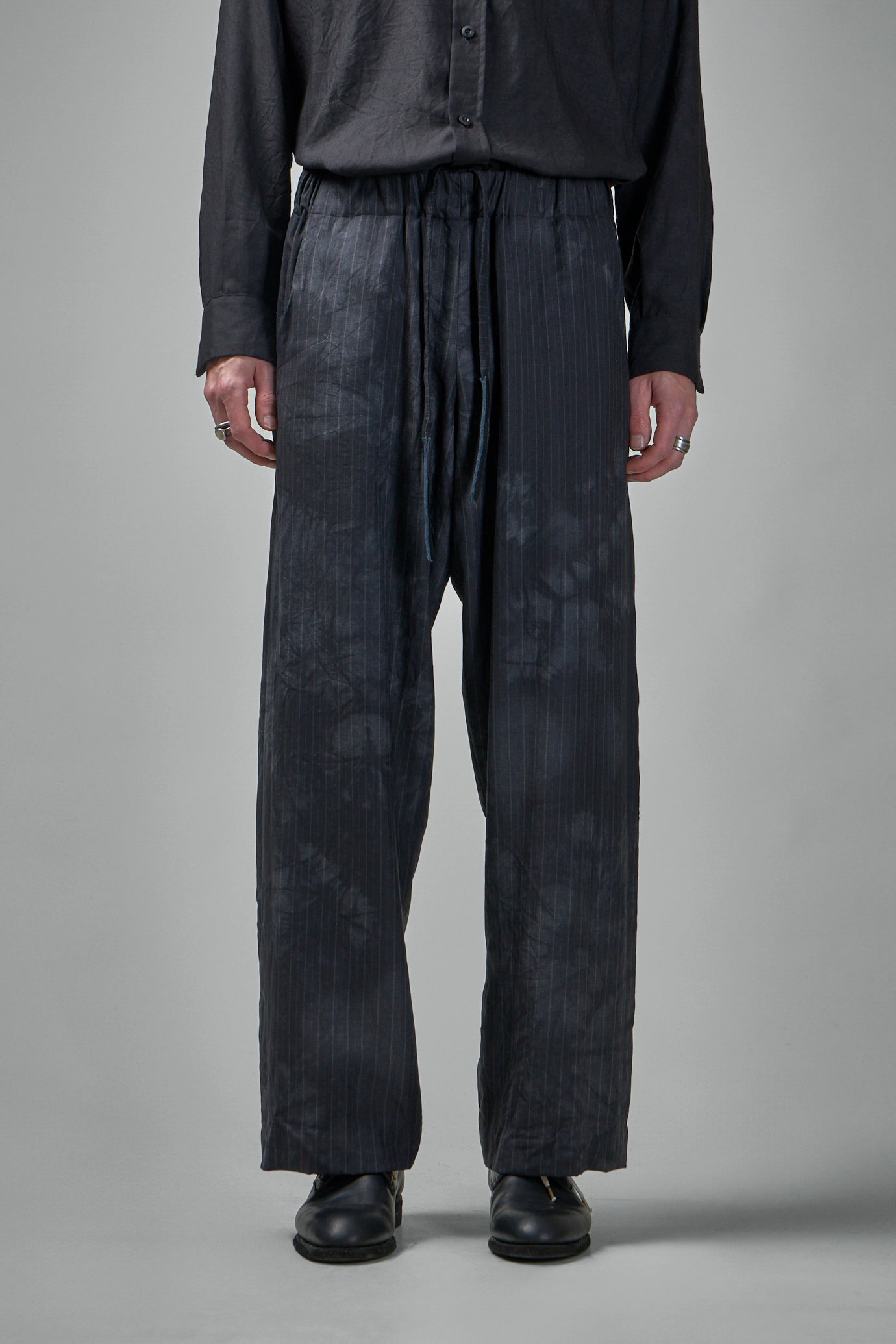 EV8P13  Handmade Relaxed-fit Straight Leg Tailored Elastic Waist Drawstring Trouser