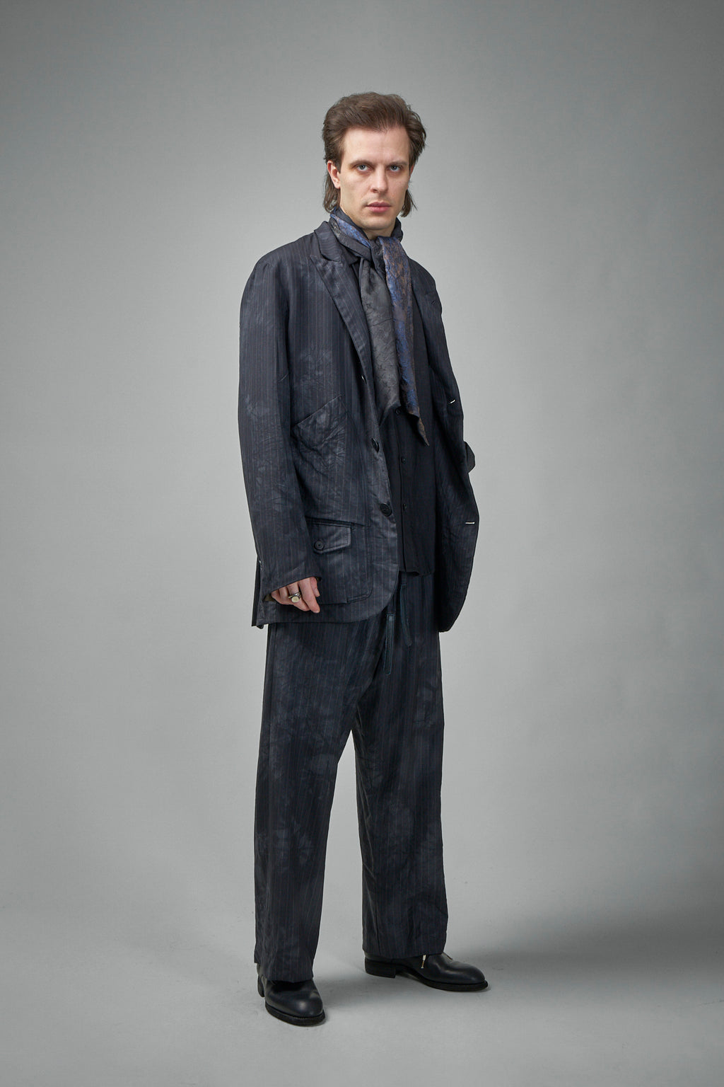 Relaxed-fit Straight Leg Tailored Elastic Waist Drawstring Trouser