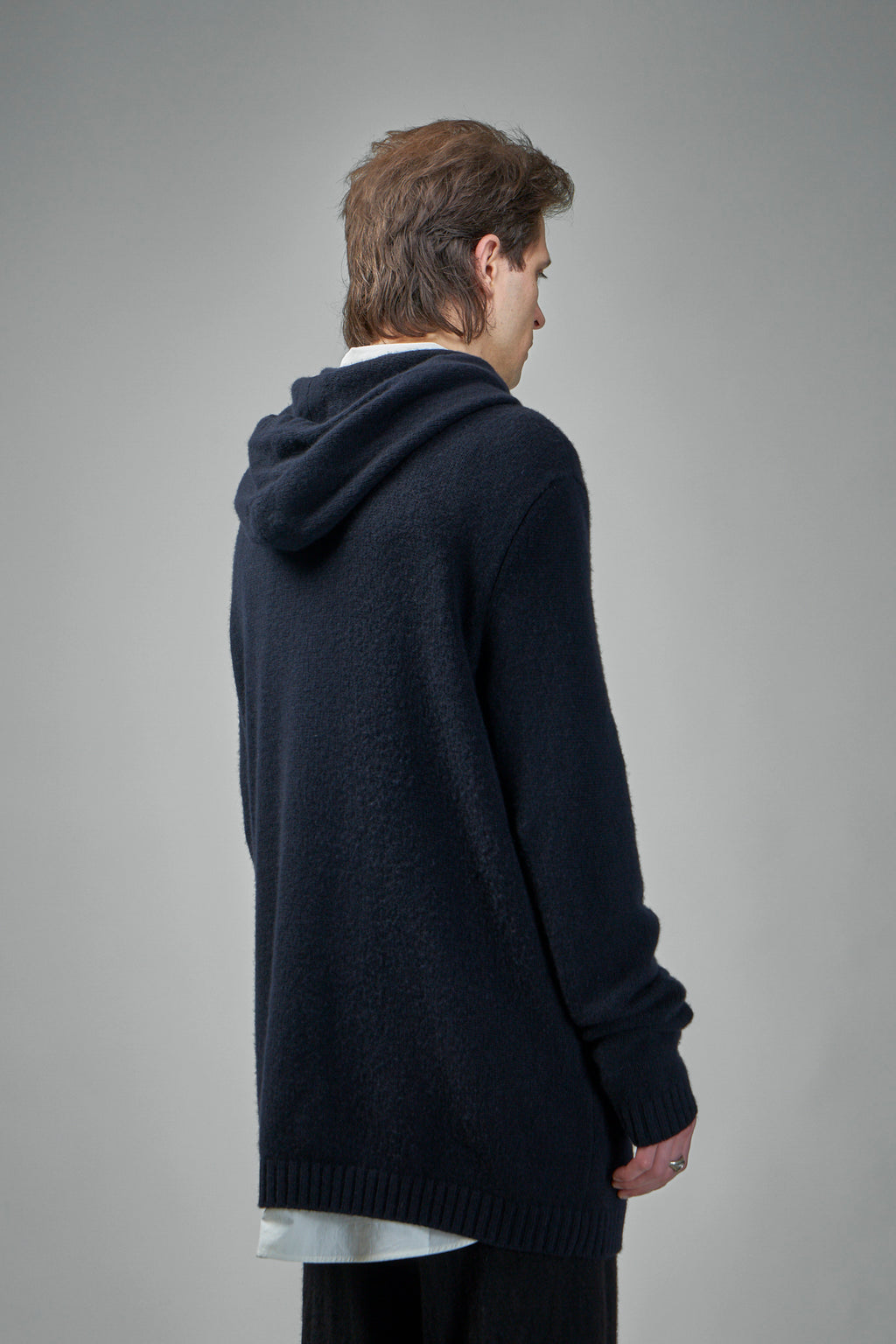 Extended-Length Long Hooded Cardigan