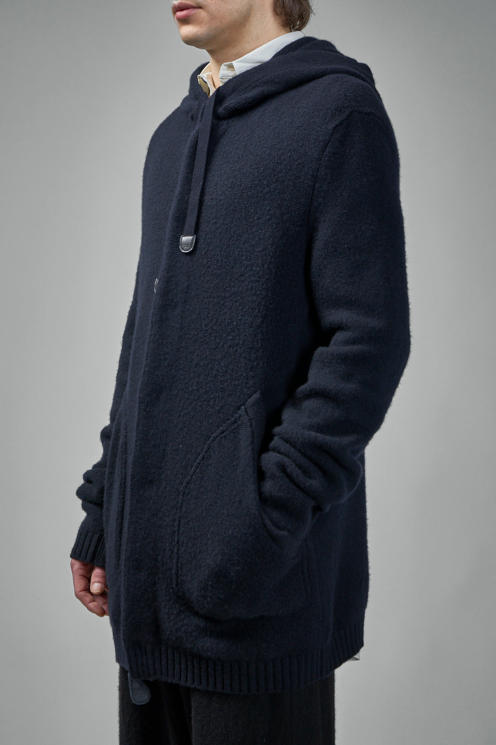 Extended-Length Long Hooded Cardigan