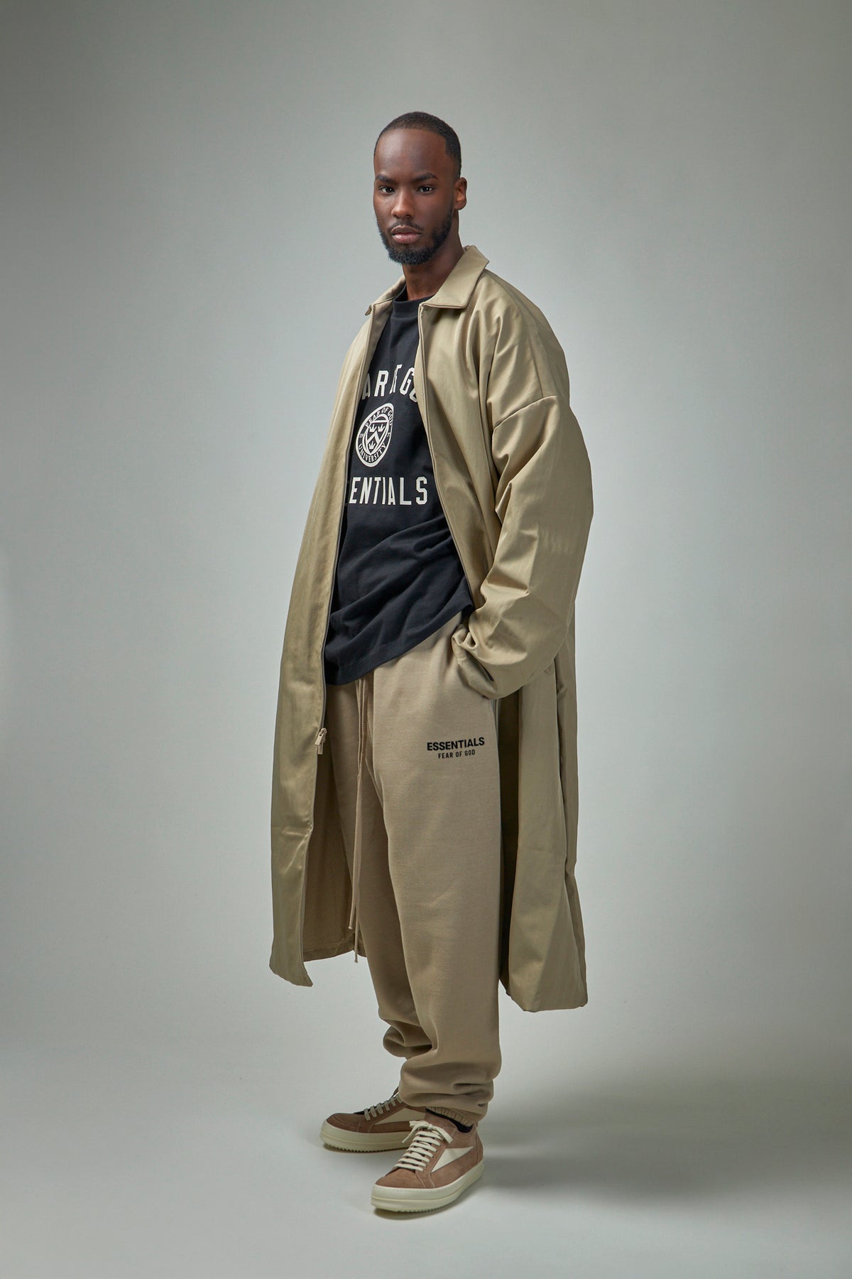 Trenches Label Fear of God Essentials Textured Nylon Trench – LABELS