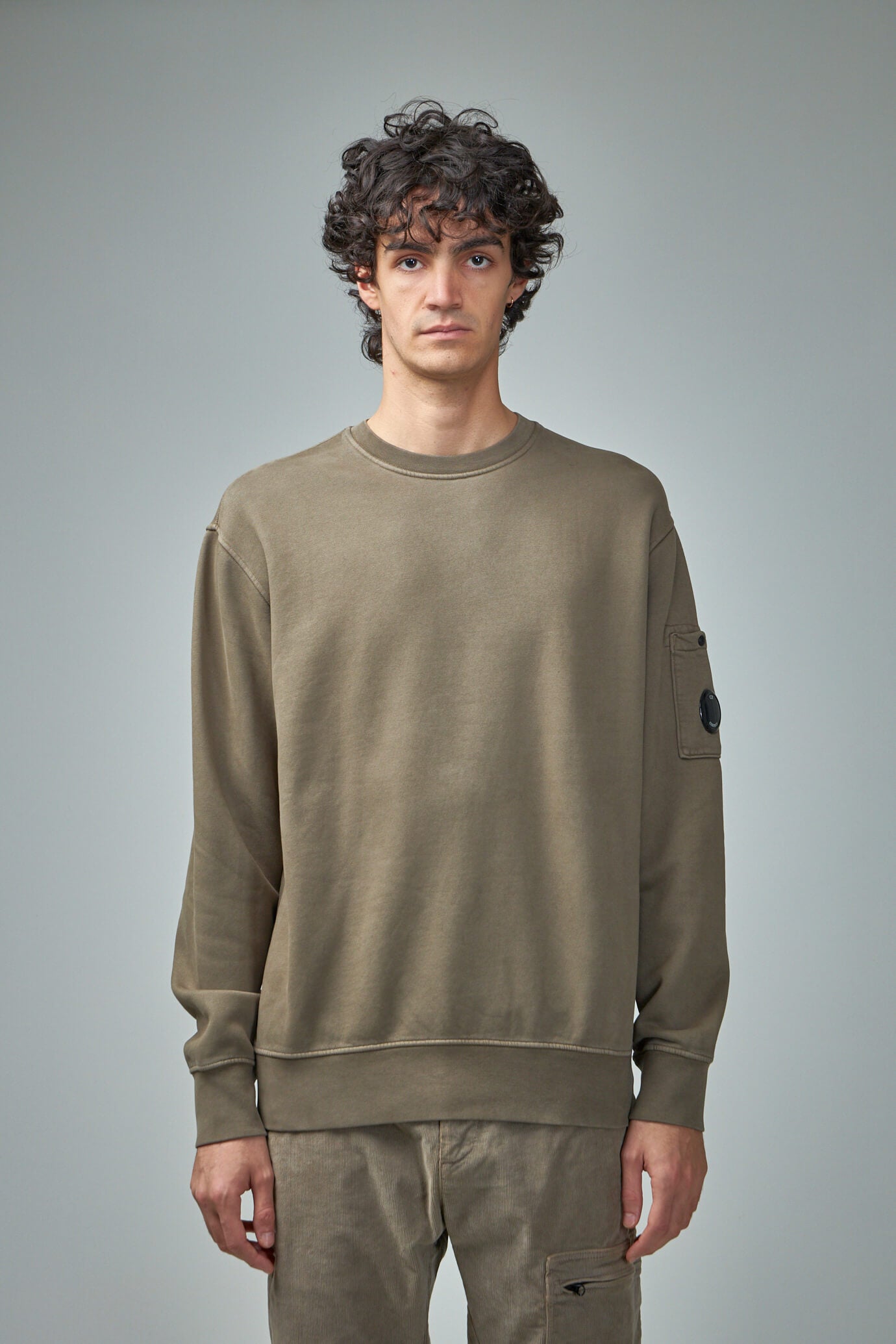 Brushed And Emerized Diagonal Fleece Lens Crewneck