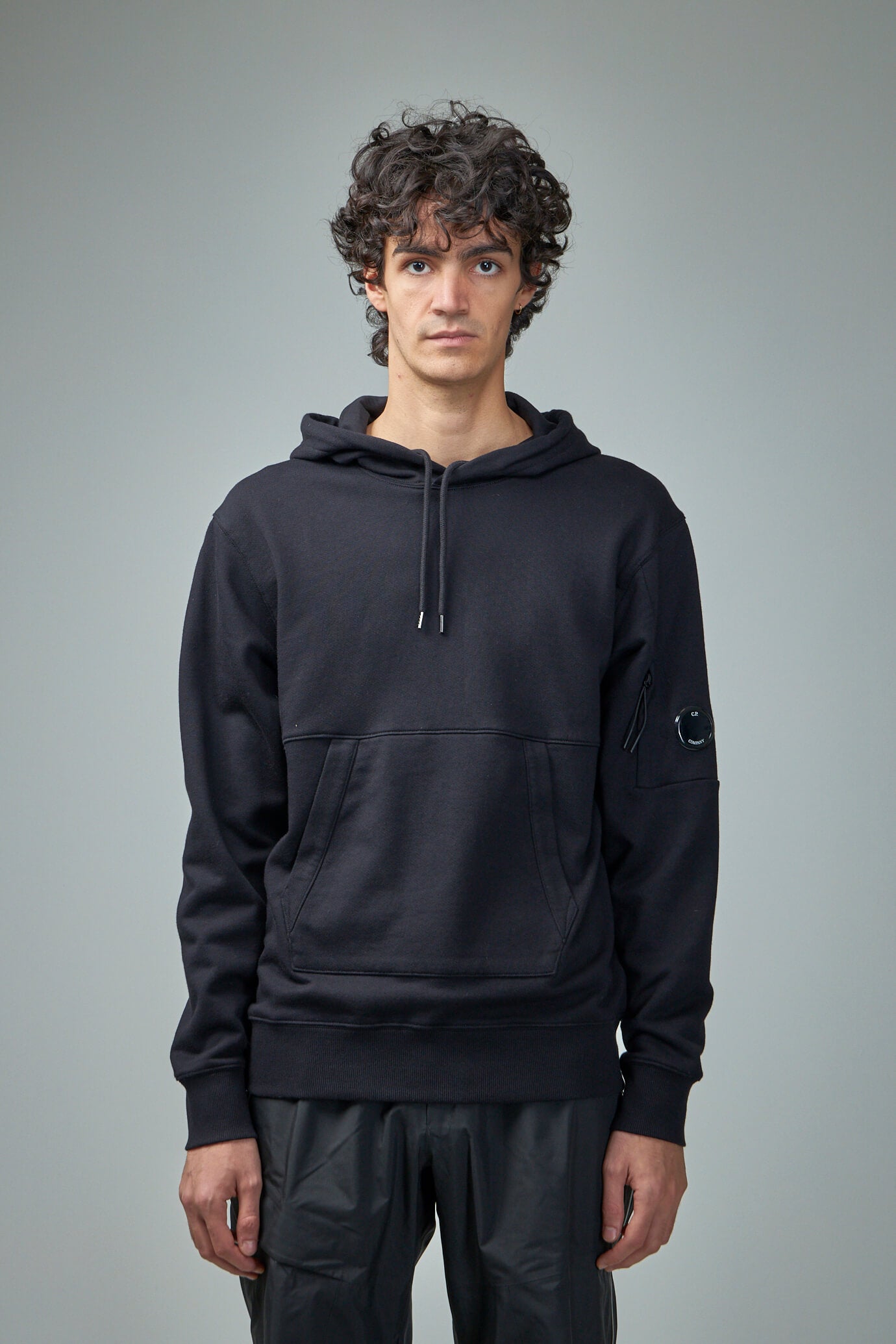 Diagonal Raised Fleece Lens Hooded Sweatshirt