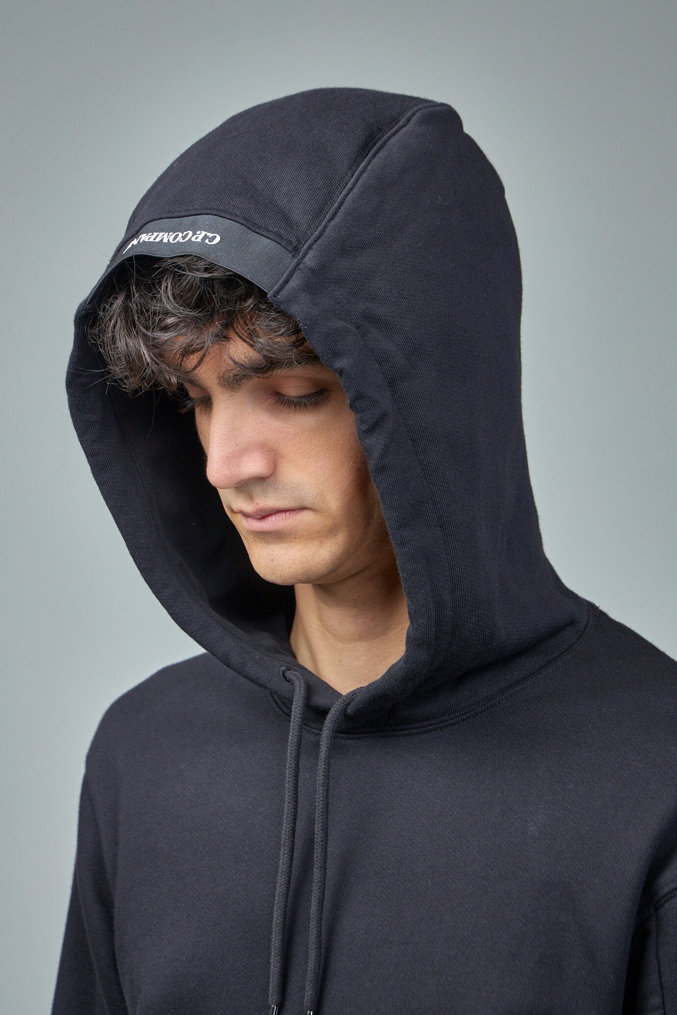 Diagonal Raised Fleece Lens Hooded Sweatshirt