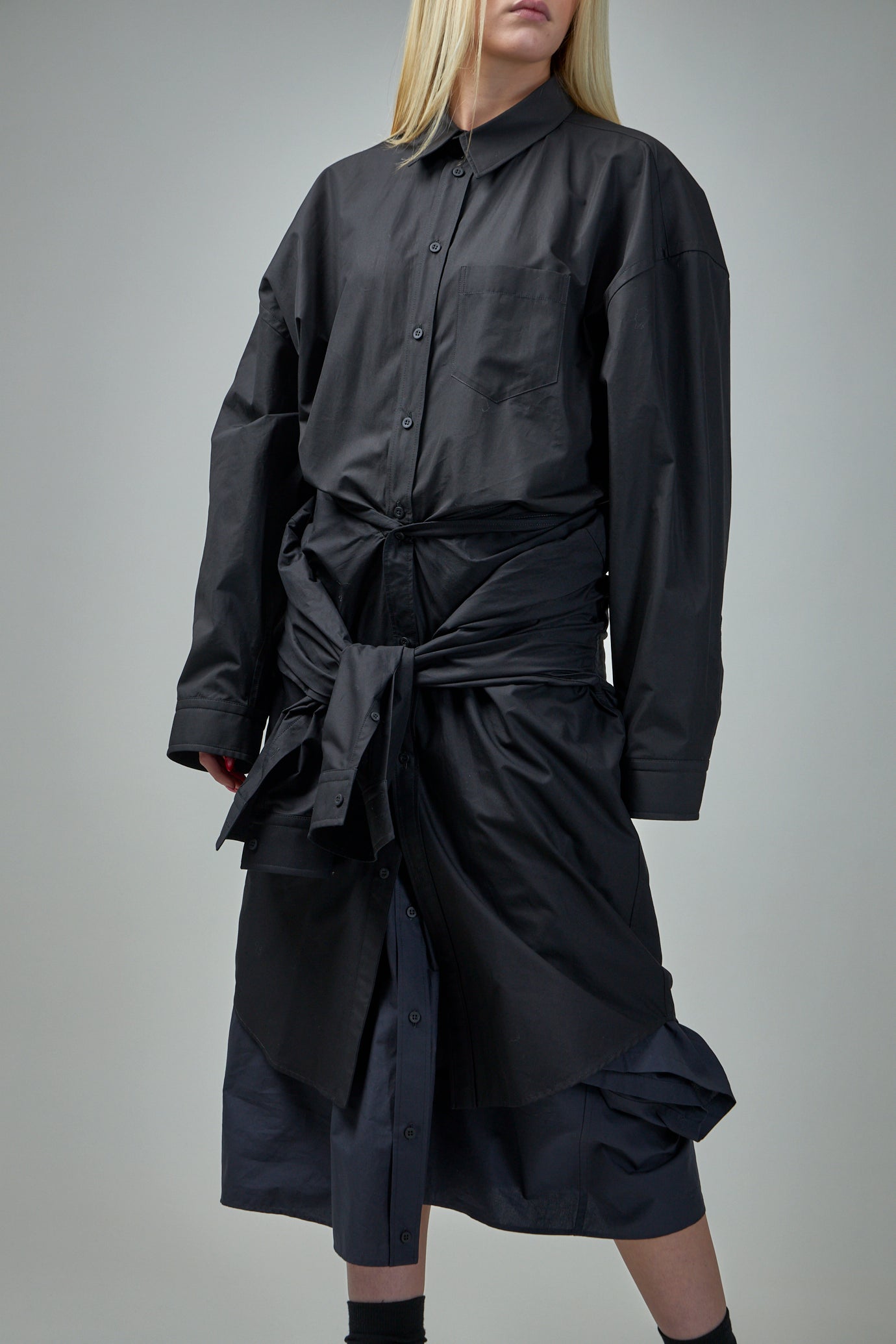 Maxi-Hemdkleid mit Flicken