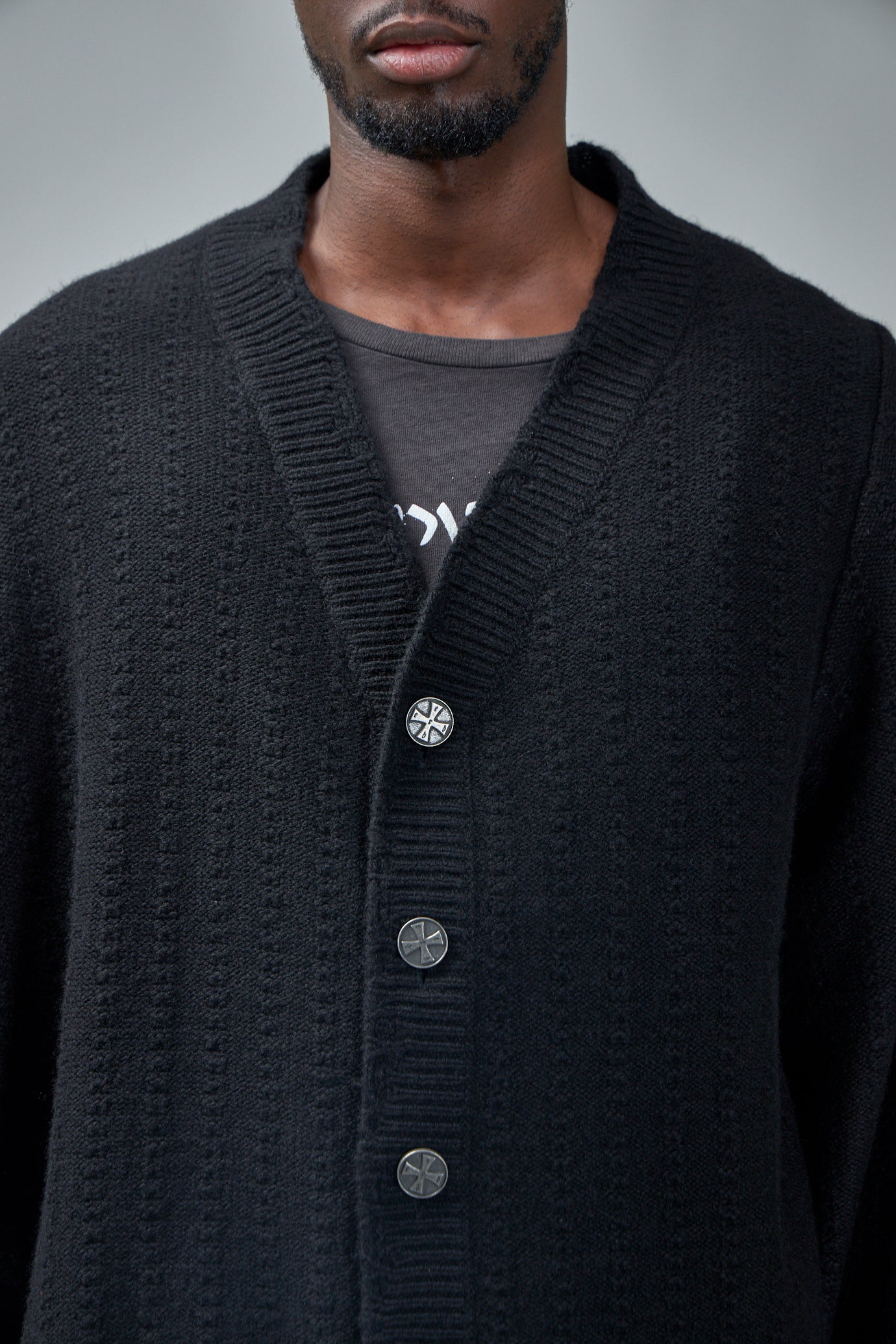 Noir Asymmetrical Cable Knit Cardigan