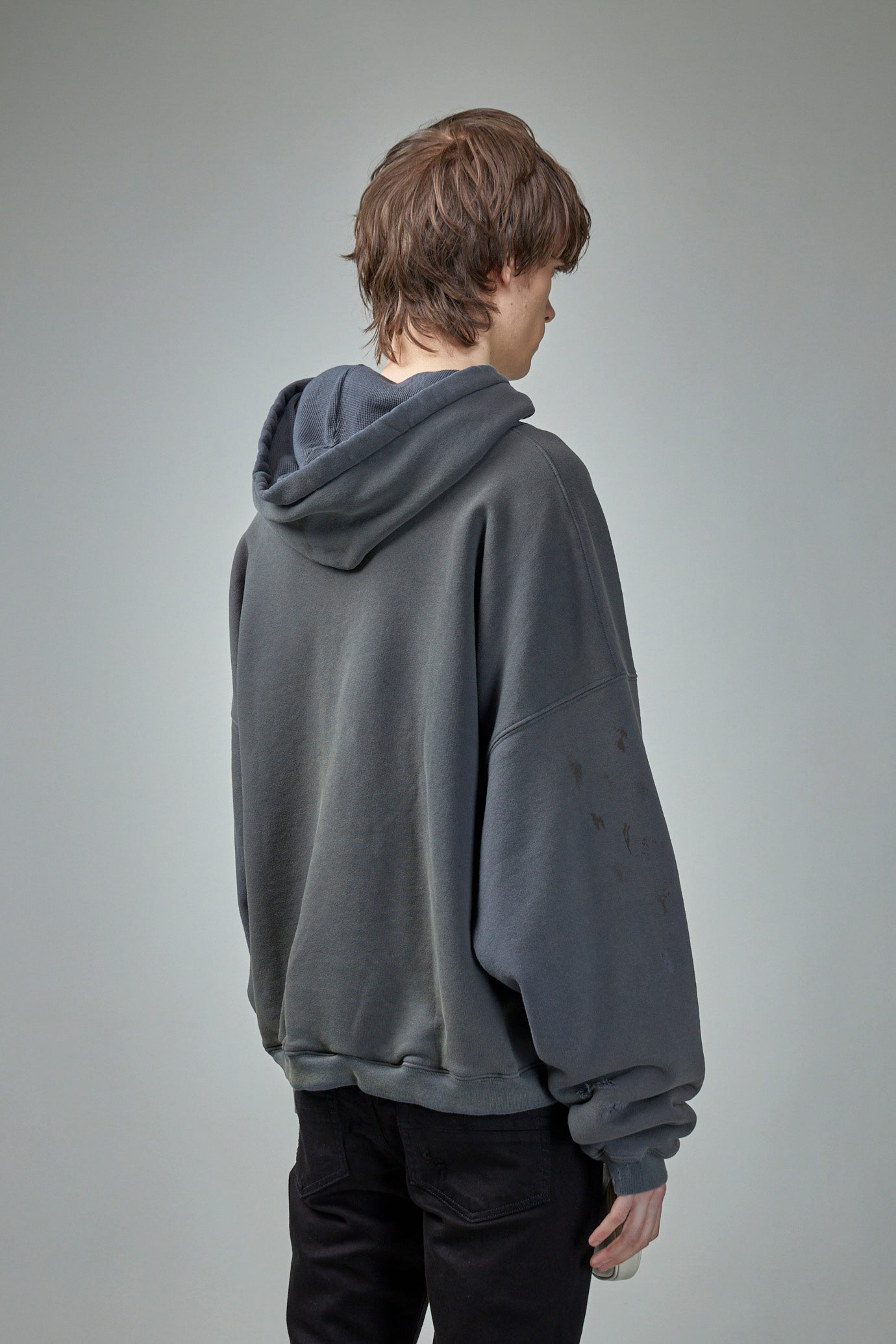 Thermal Lined Distressed Logo Hoodie