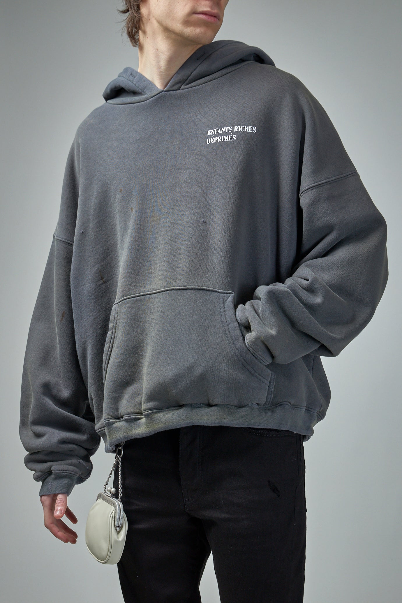 Thermal Lined Distressed Logo Hoodie