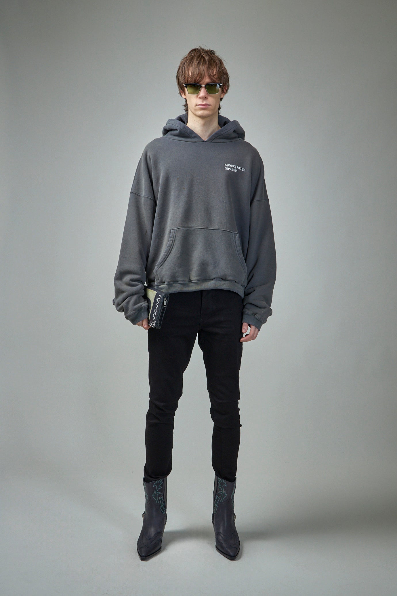 Thermal Lined Distressed Logo Hoodie