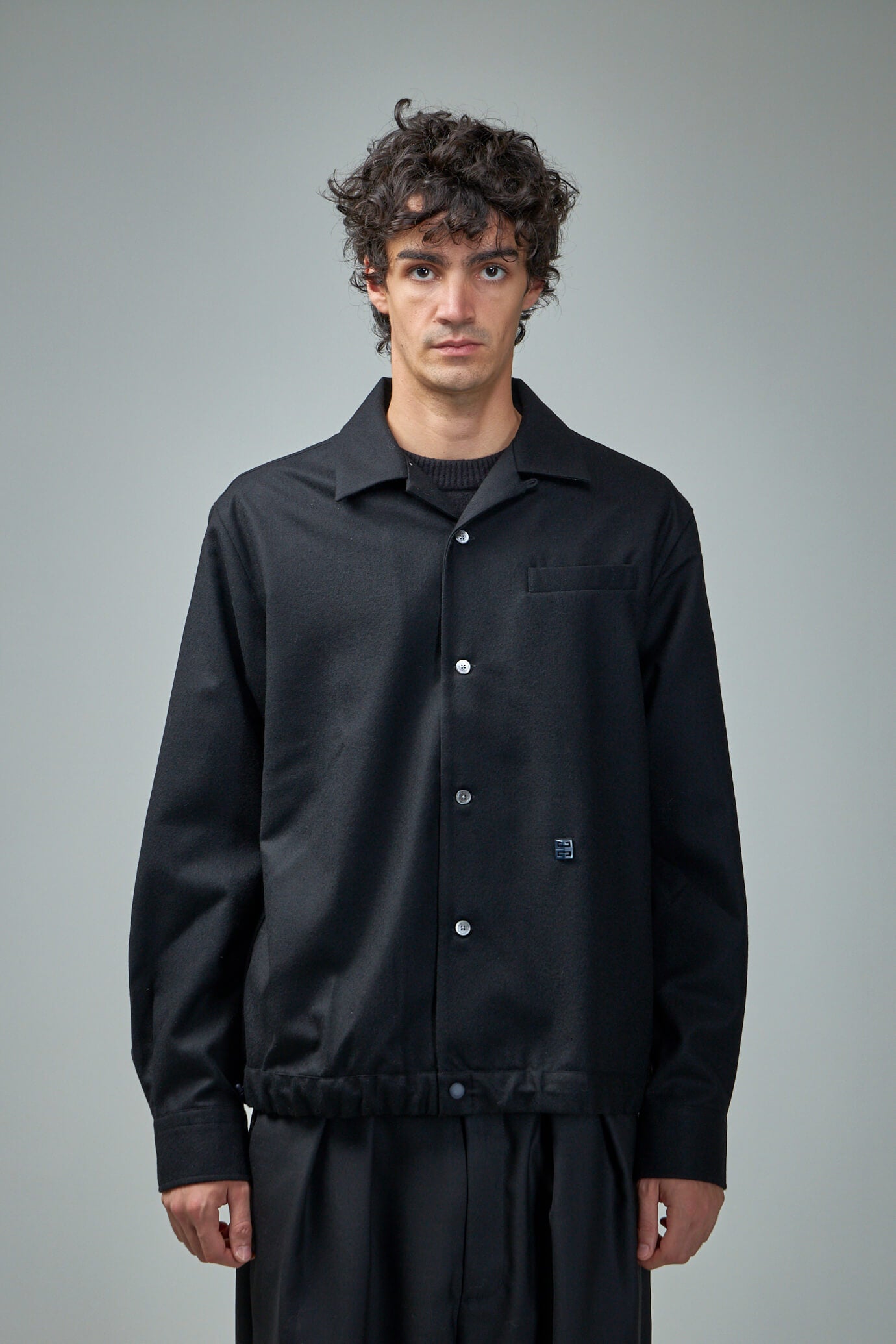 Overshirt in Wool Poplin with 4G Detail