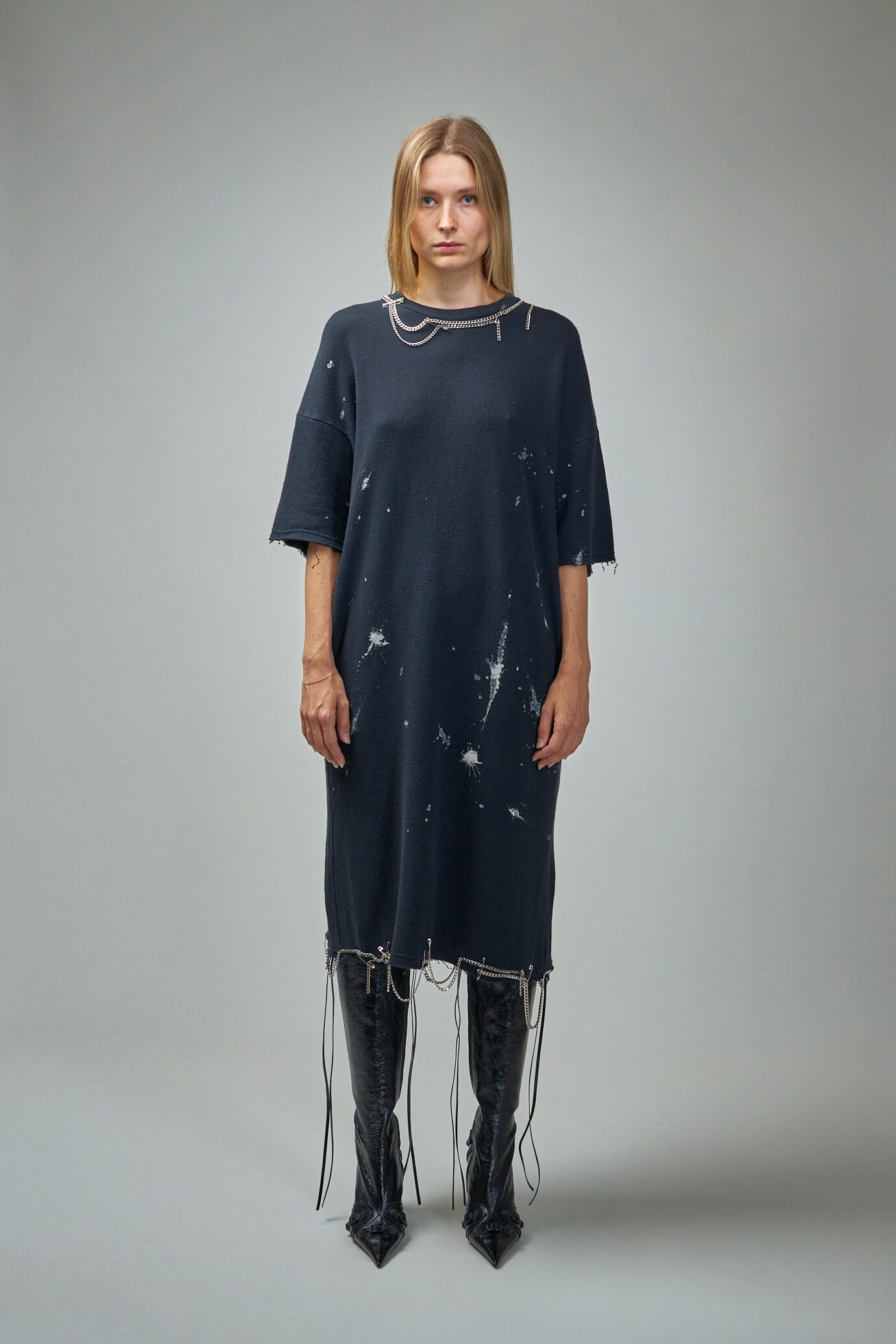 Elongated T-Shirt Dress W/ Chains