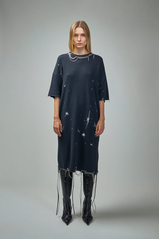 Elongated T-Shirt Dress W/ Chains