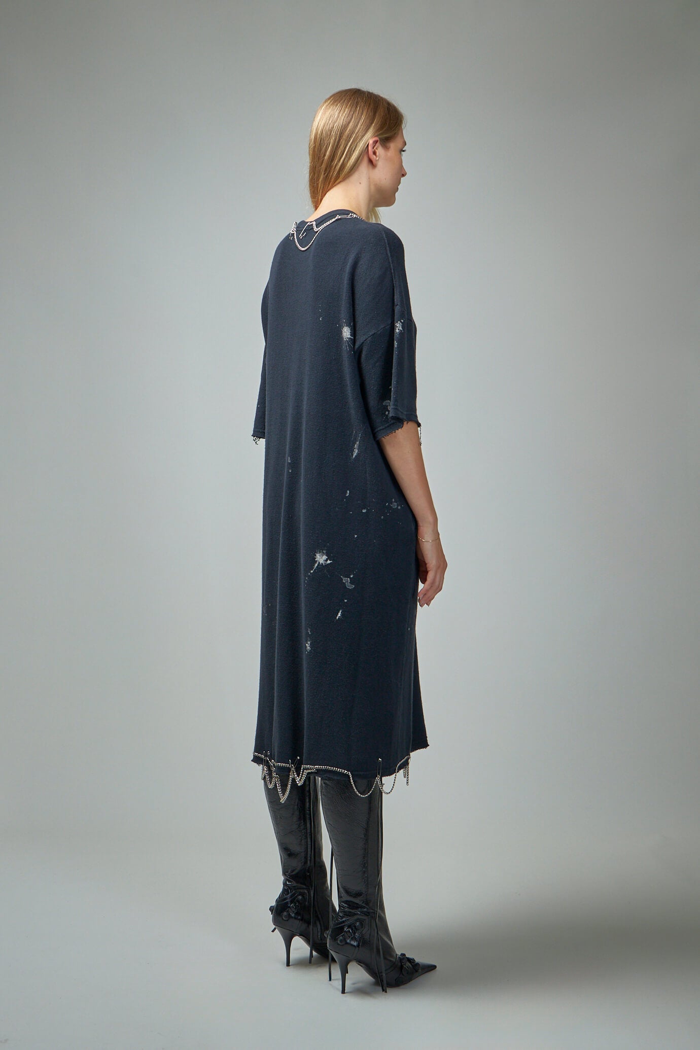 Elongated T-Shirt Dress W/ Chains