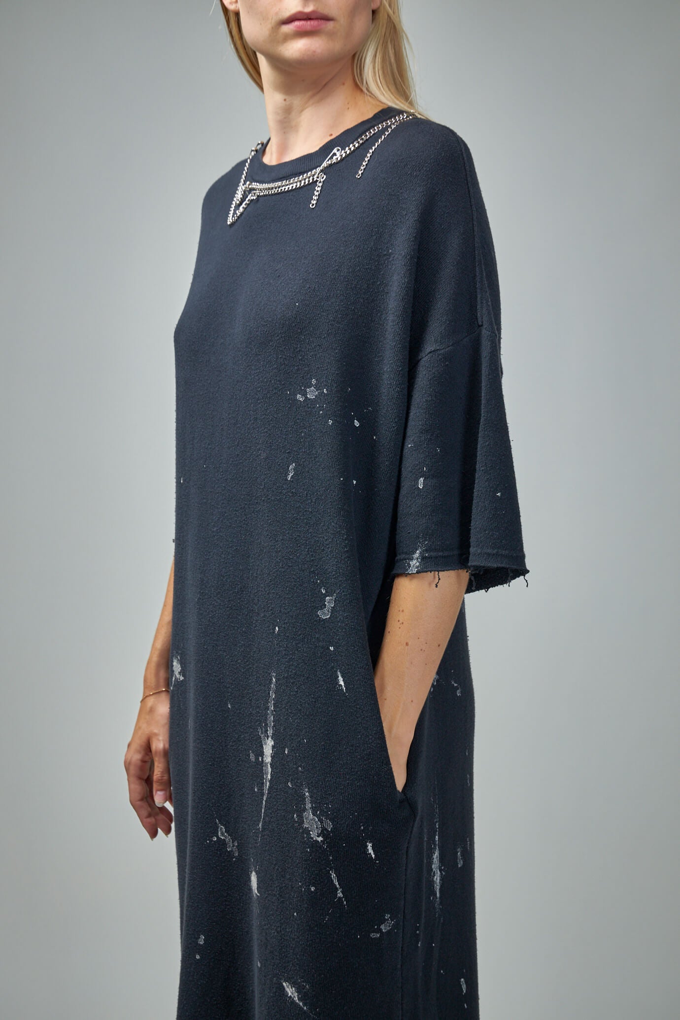 Elongated T-Shirt Dress W/ Chains