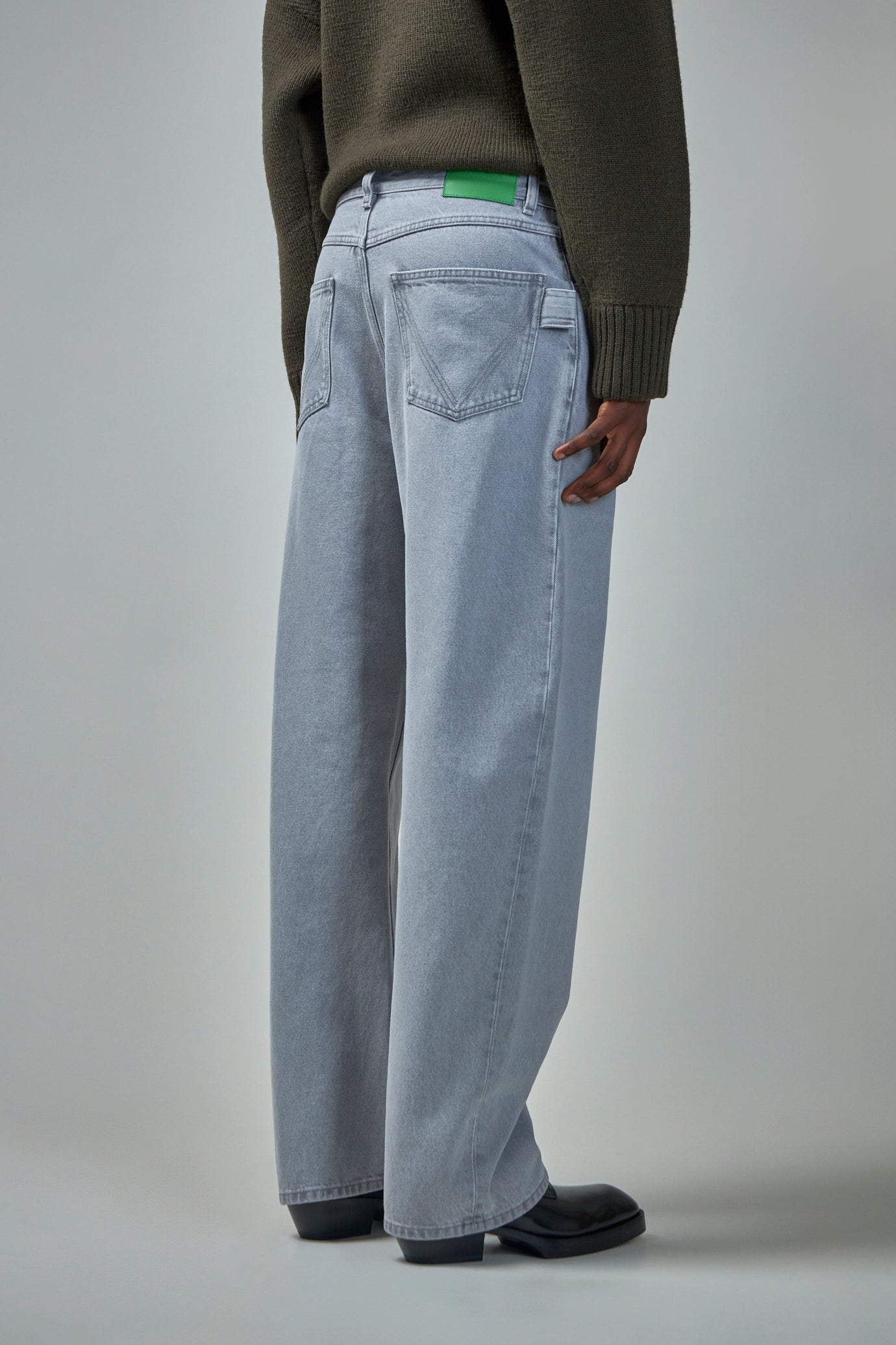 Light Grey Washed Wide Leg Denim