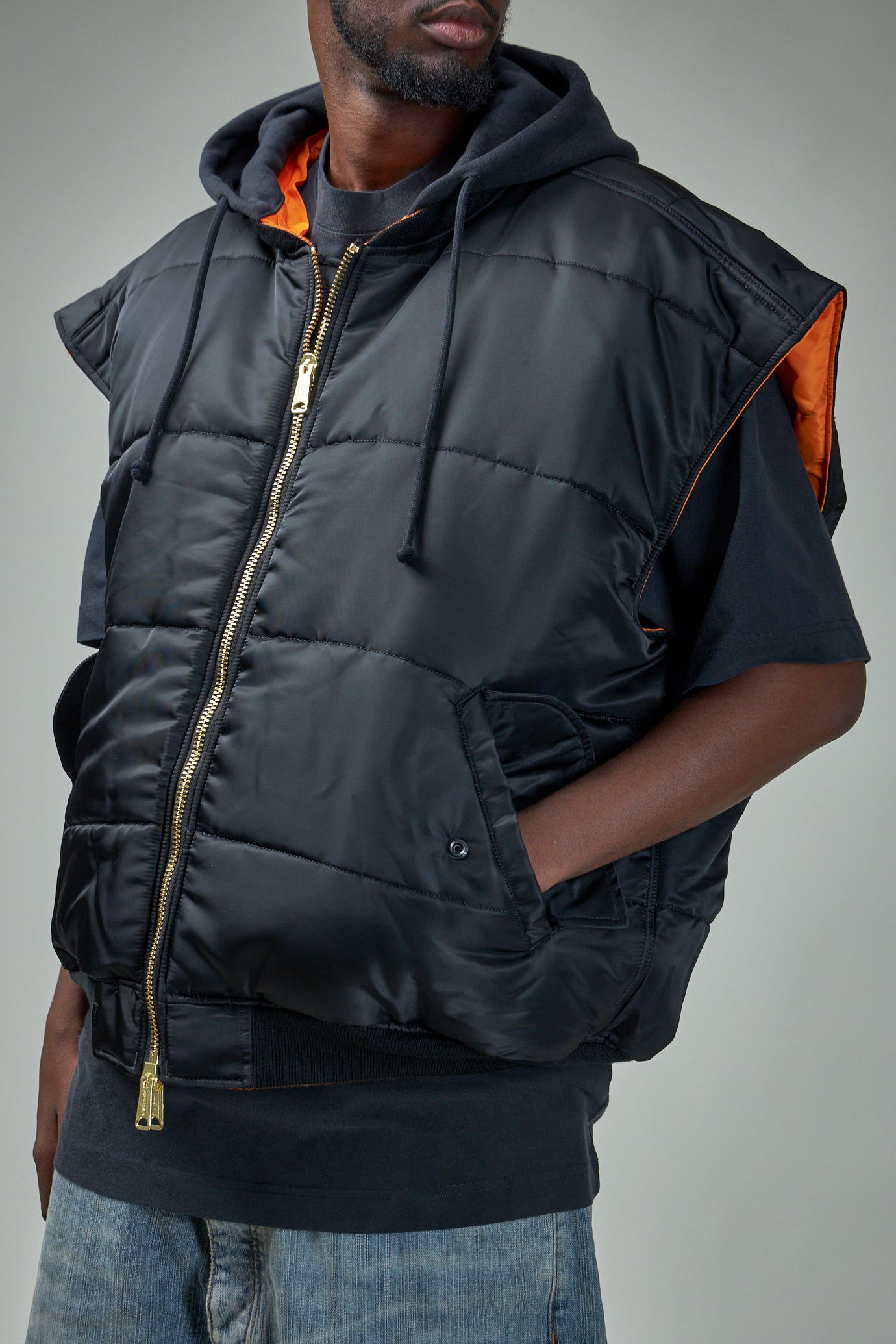 Logo Bomber Vest With A Hood