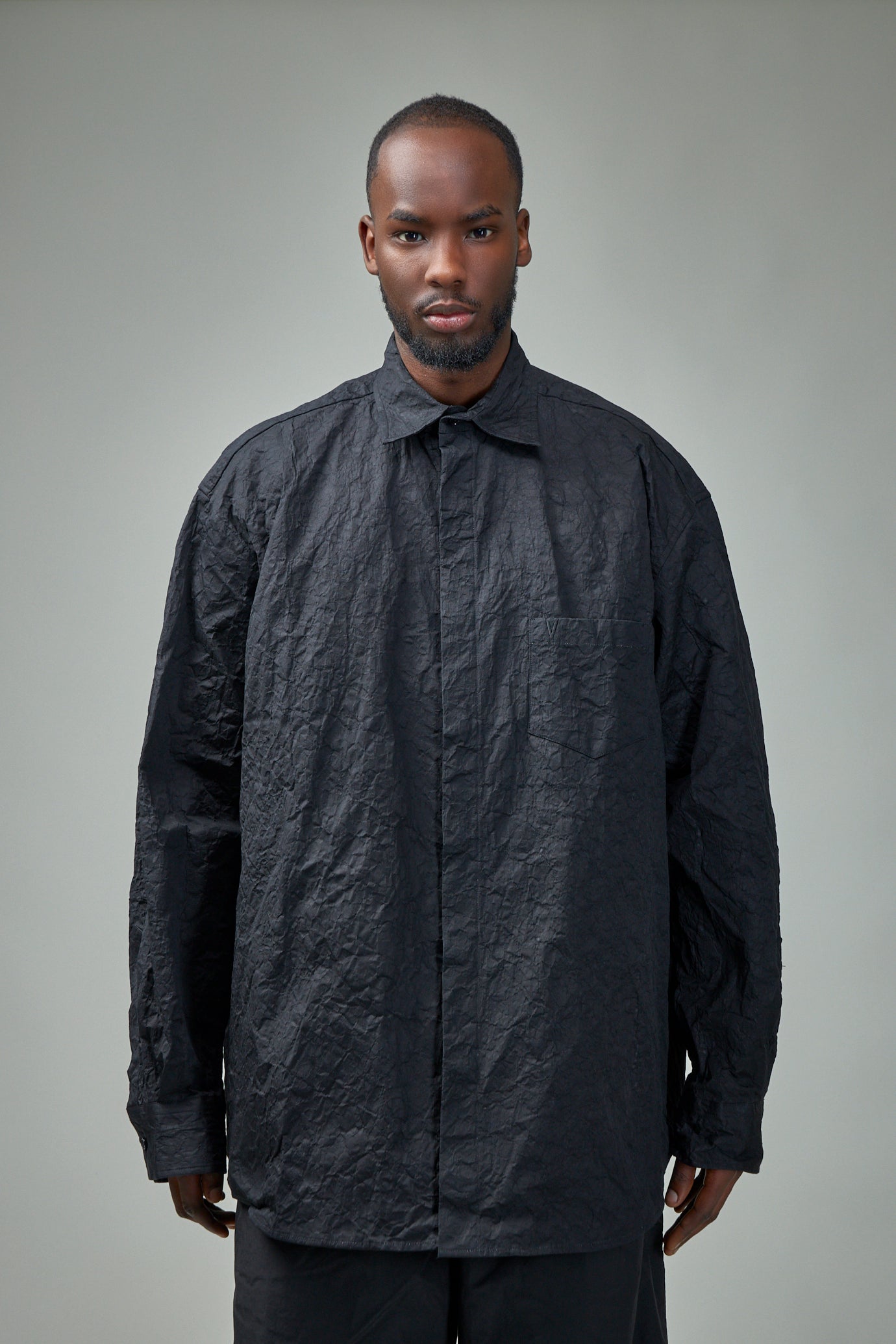 Metalized Wrinkled Allover Shirt