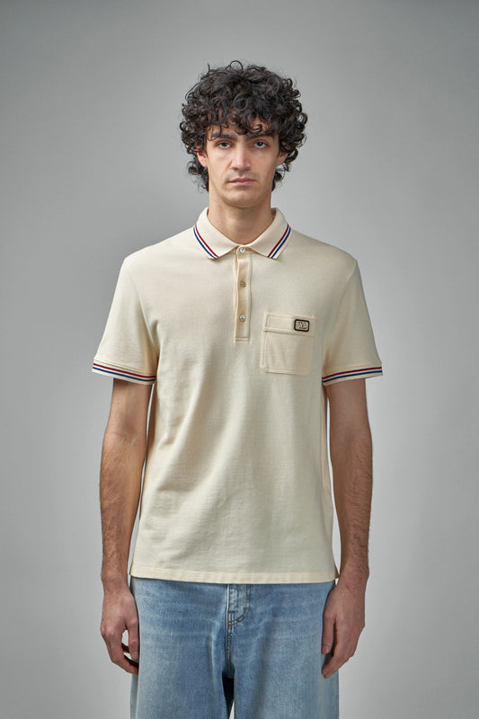 Cotton Piqué Polo Shirt with V-Logo Patch