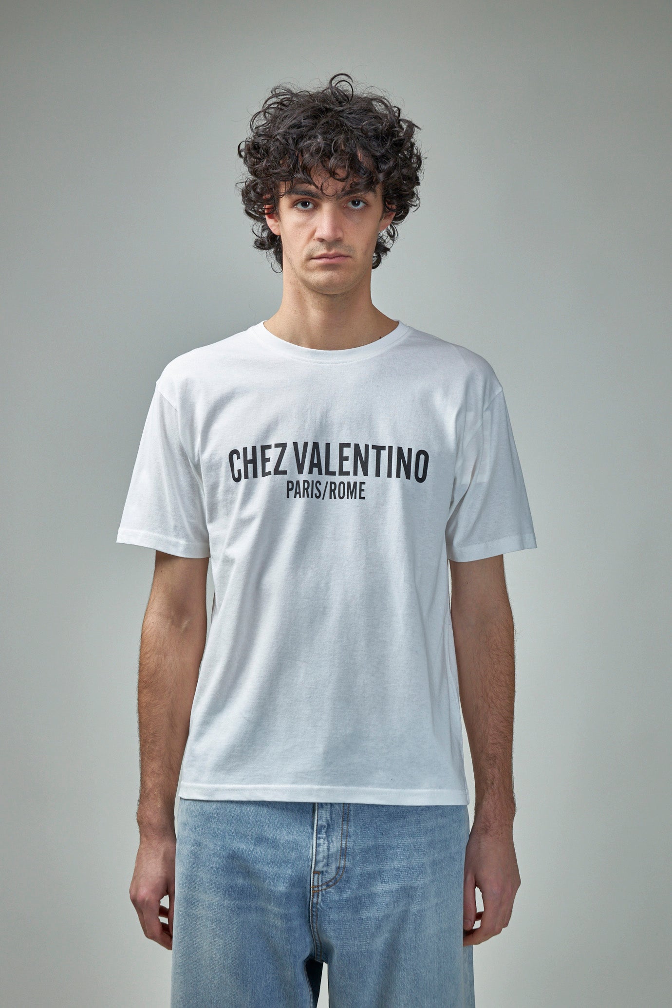 Cotton T-Shirt with Chez Valentino Print