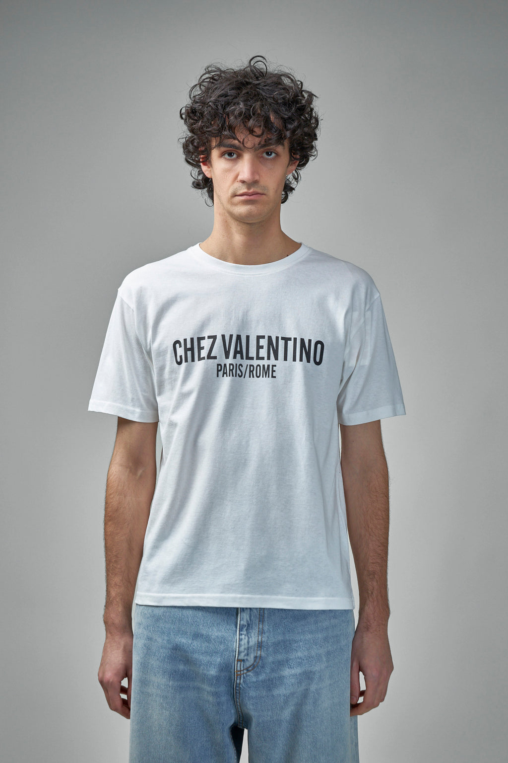Cotton T-Shirt with Chez Valentino Print