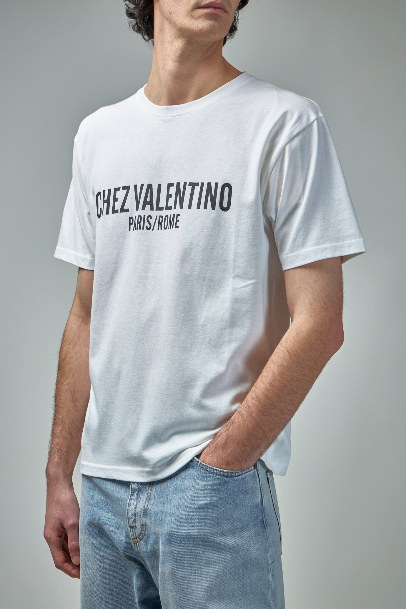 Cotton T-Shirt with Chez Valentino Print