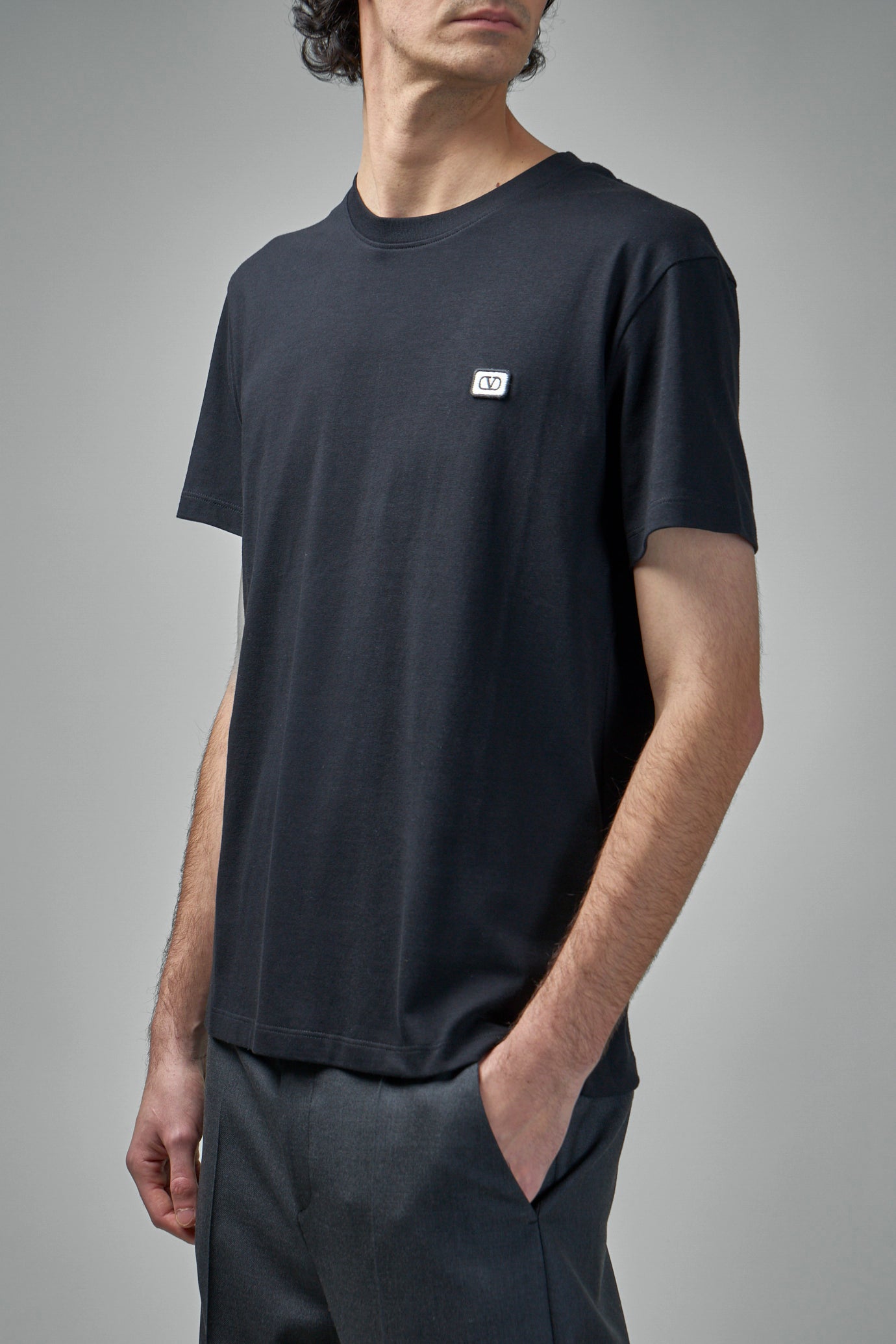 Cotton T-Shirt with Vlogo Patch