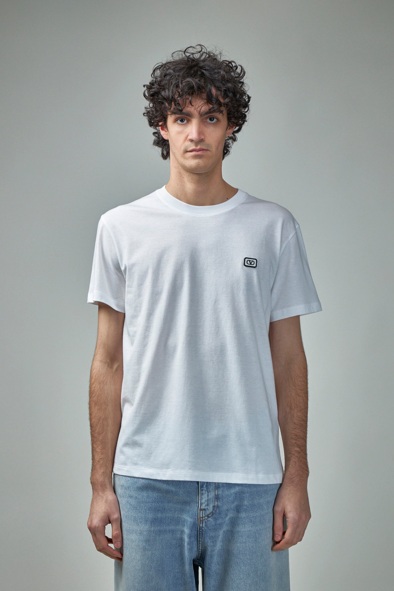 Cotton T-Shirt with Vlogo Patch