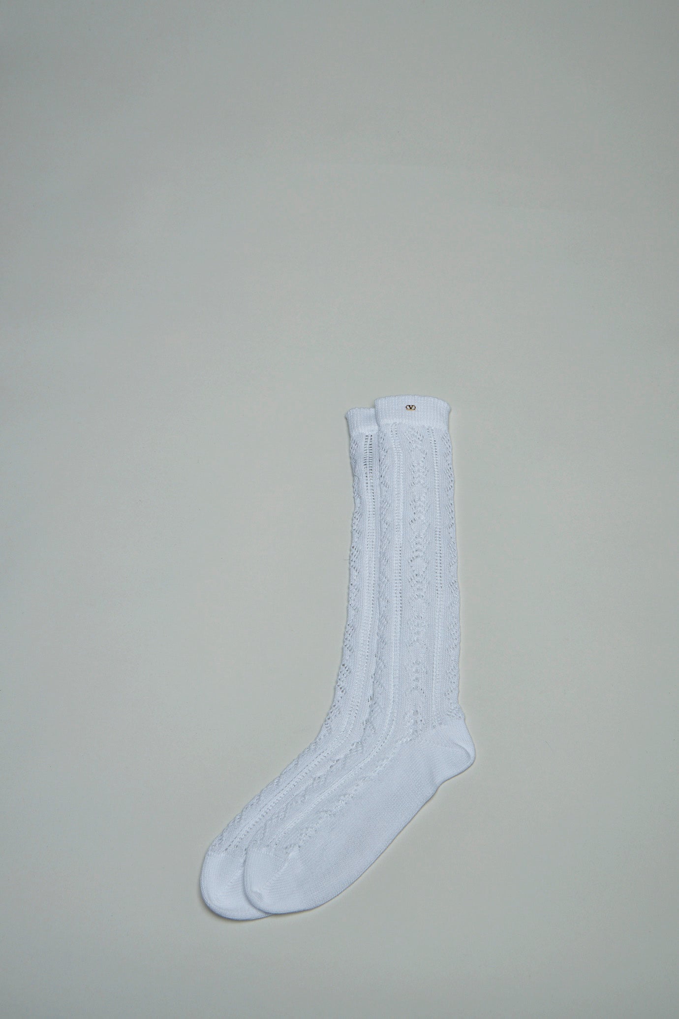 Perforated Cotton Socks with V-Logo