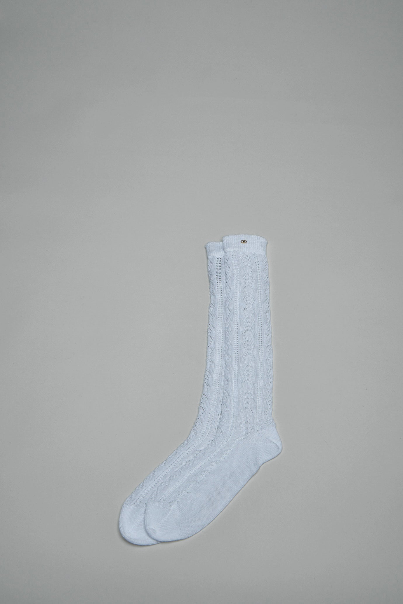 Perforated Cotton Socks with V-Logo