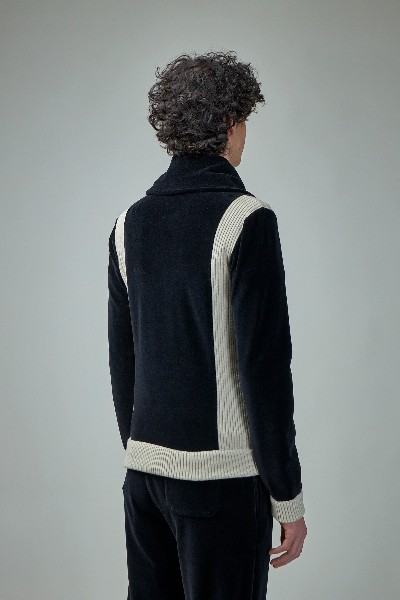 High-Neck Chenille Sweatshirt with Zip and Patch