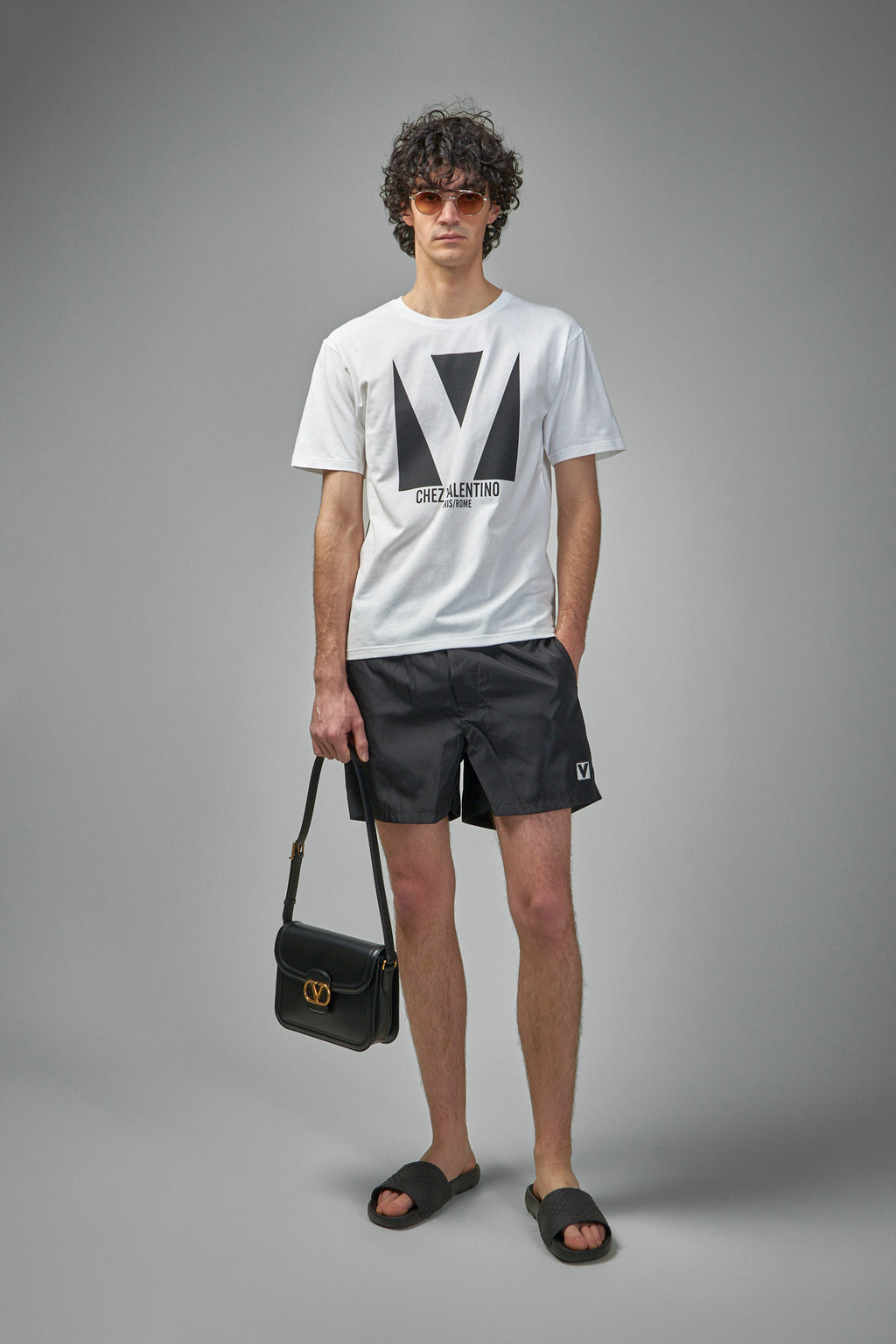 Cotton T-Shirt with Chez Valentino Print