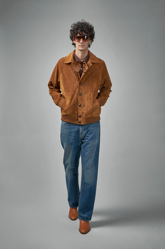 Giacca Pelle Leather Light Suede Bomber Jacket