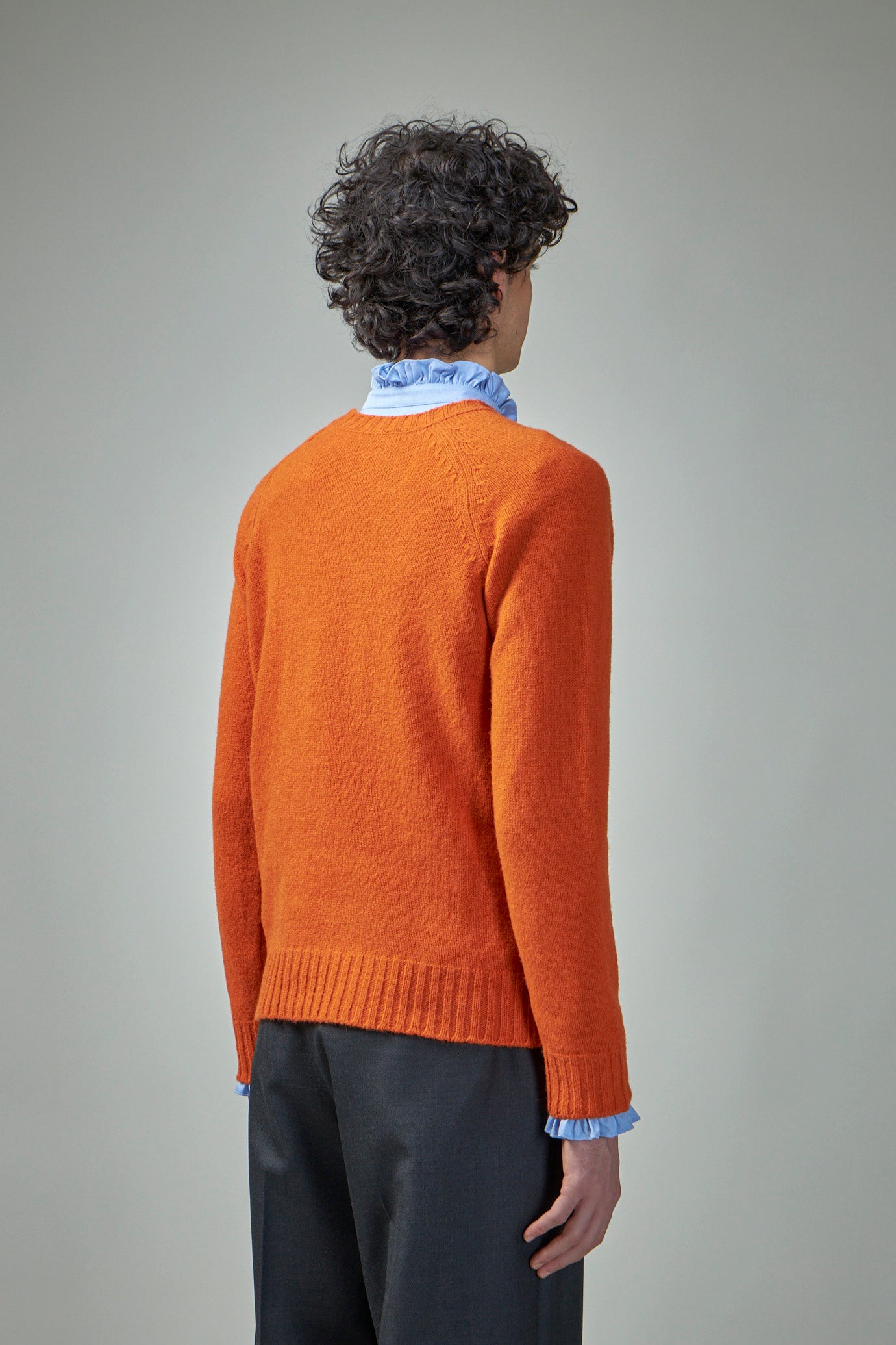 Shetland Wool Crewneck Jumper with Vlogo Embroidery