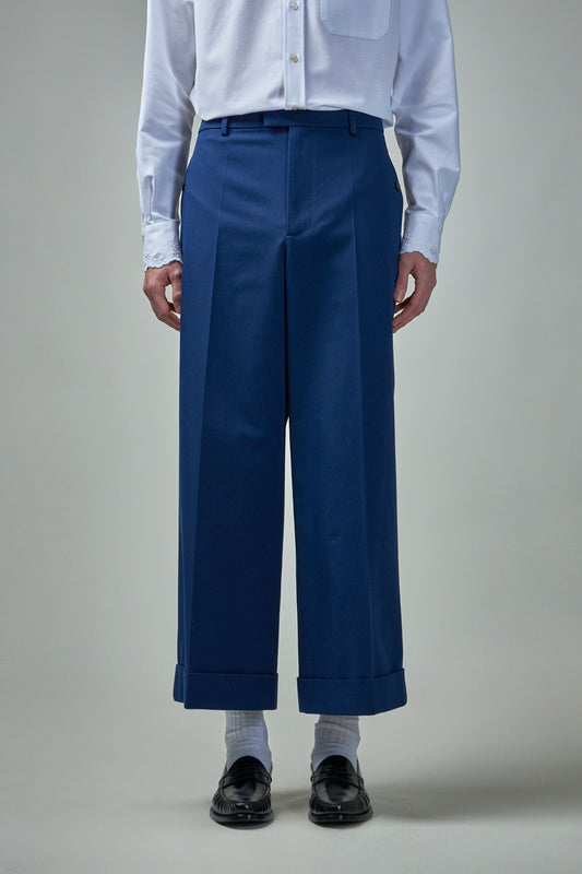 Cuffed Trousers in Cotton Gabardine